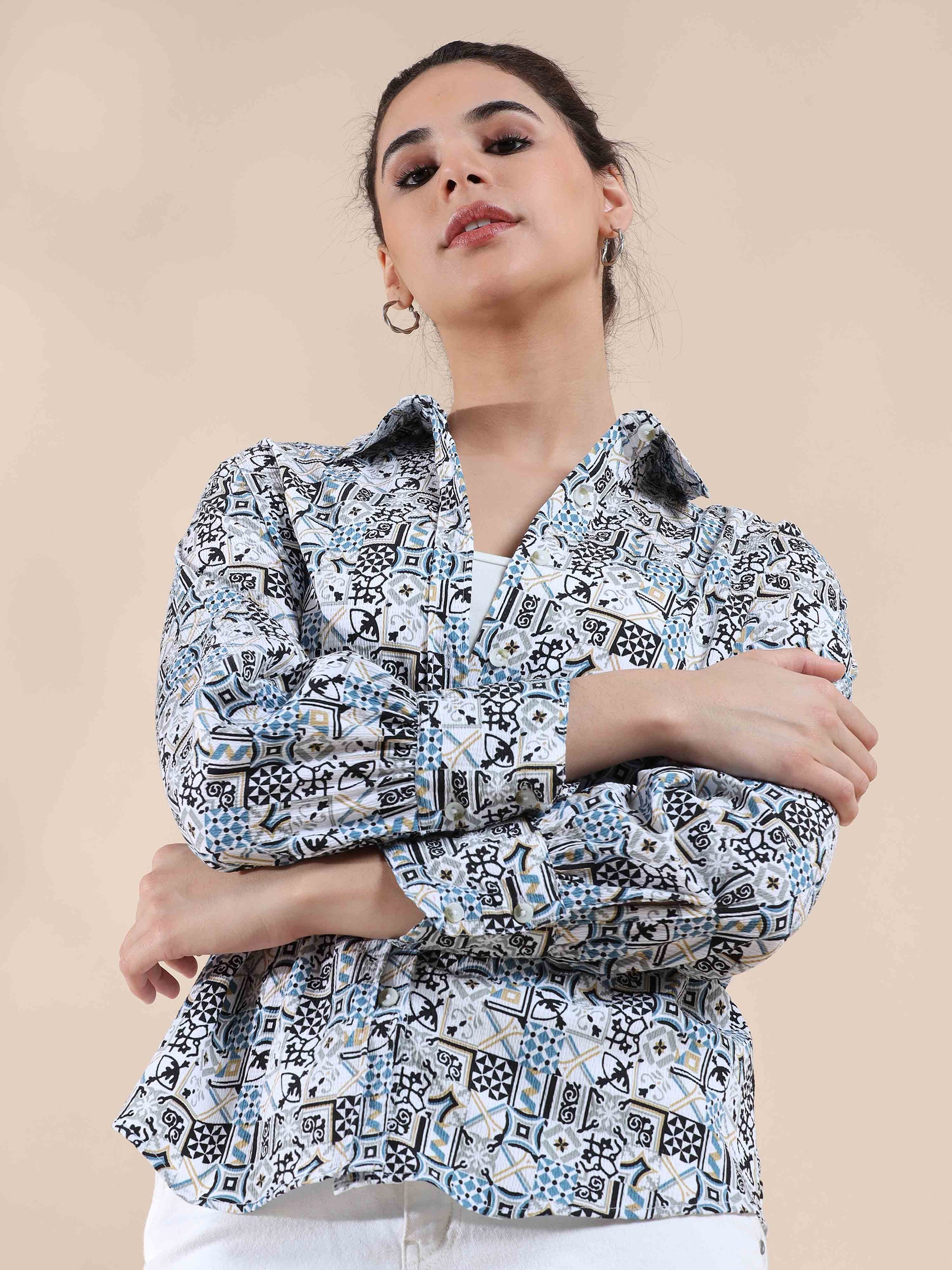 Blue Summer Popcorn Shirt for women