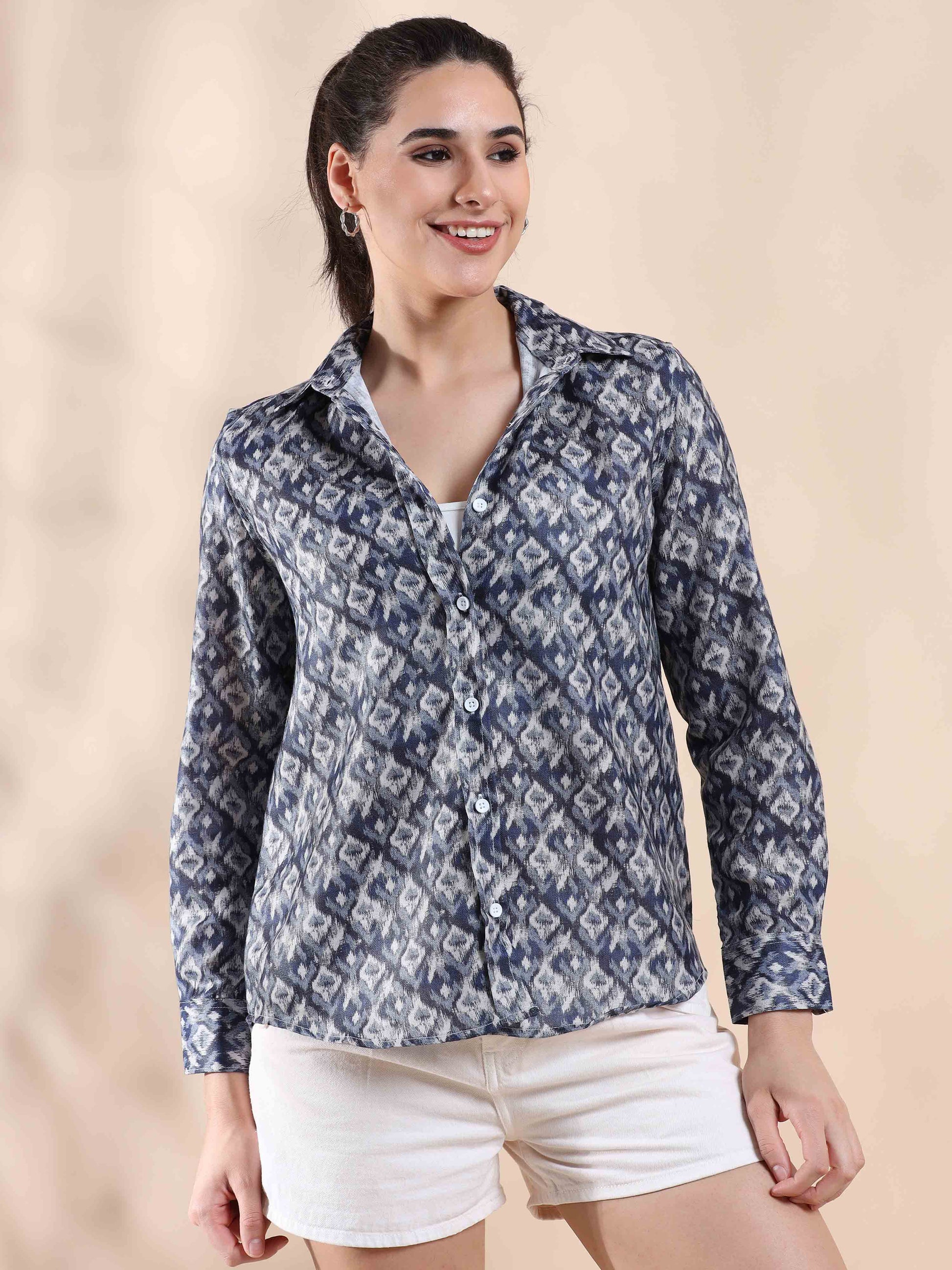 Grey Cotton Shirt for Women