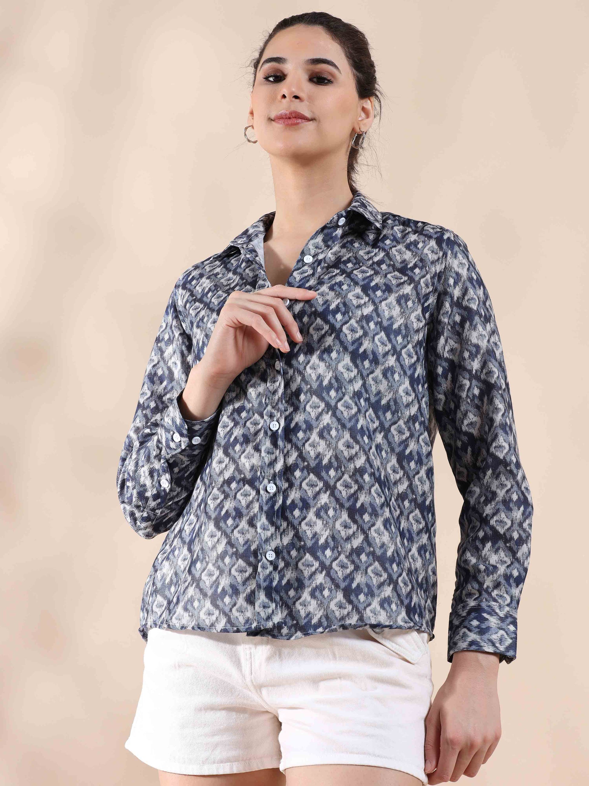 Grey Cotton Shirt for Women