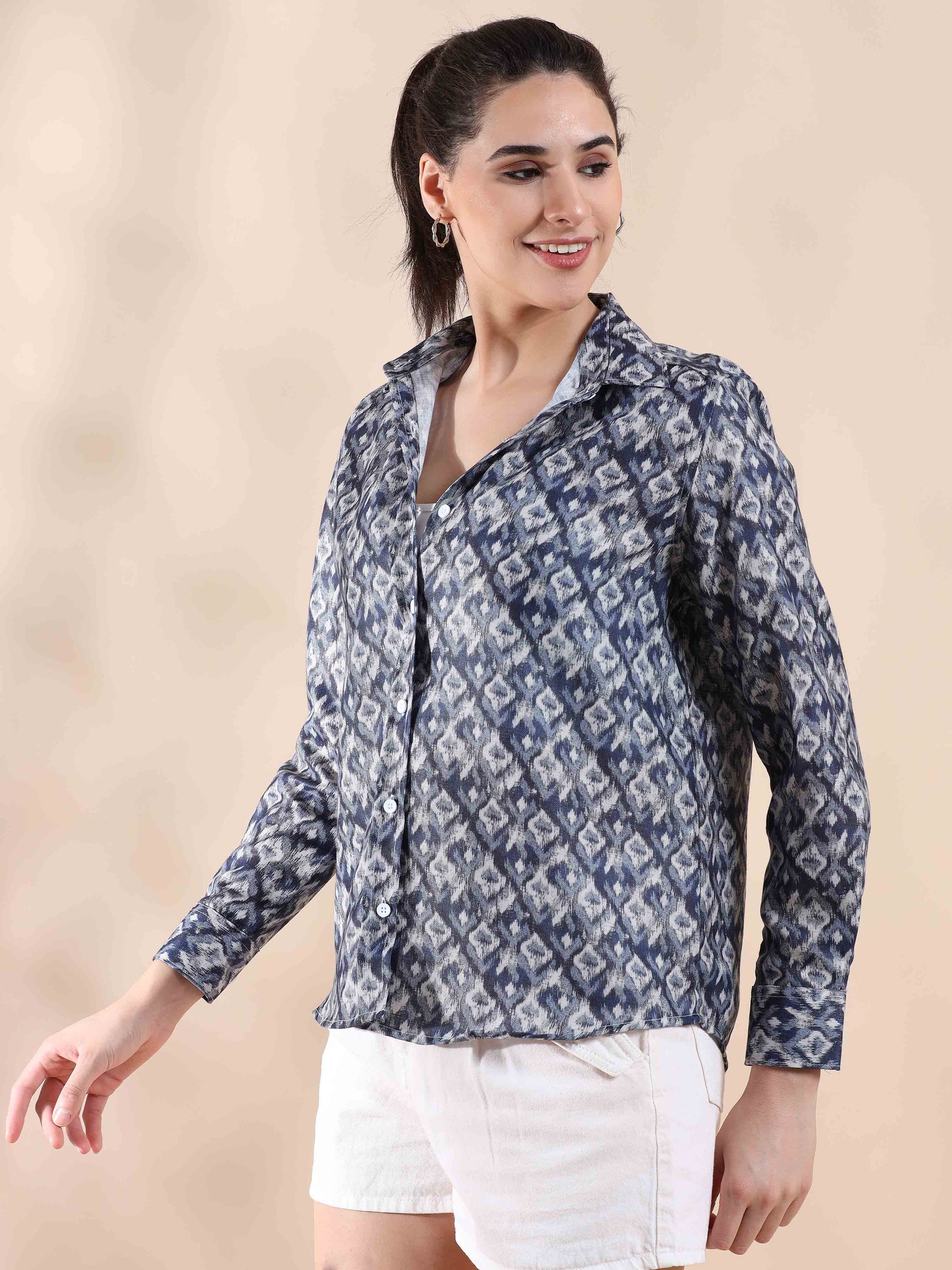 Grey Cotton Shirt for Women