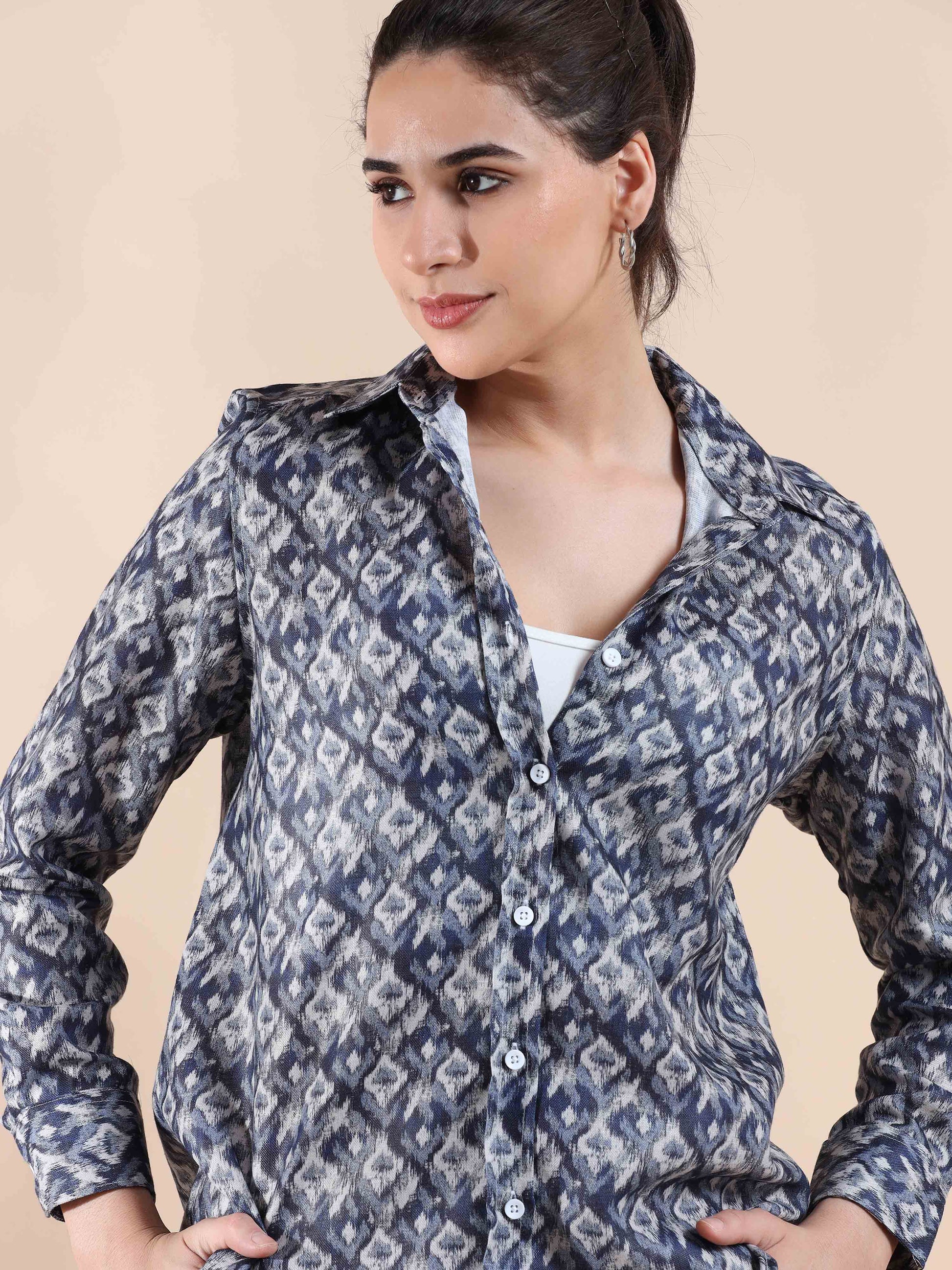 Grey Cotton Shirt for Women