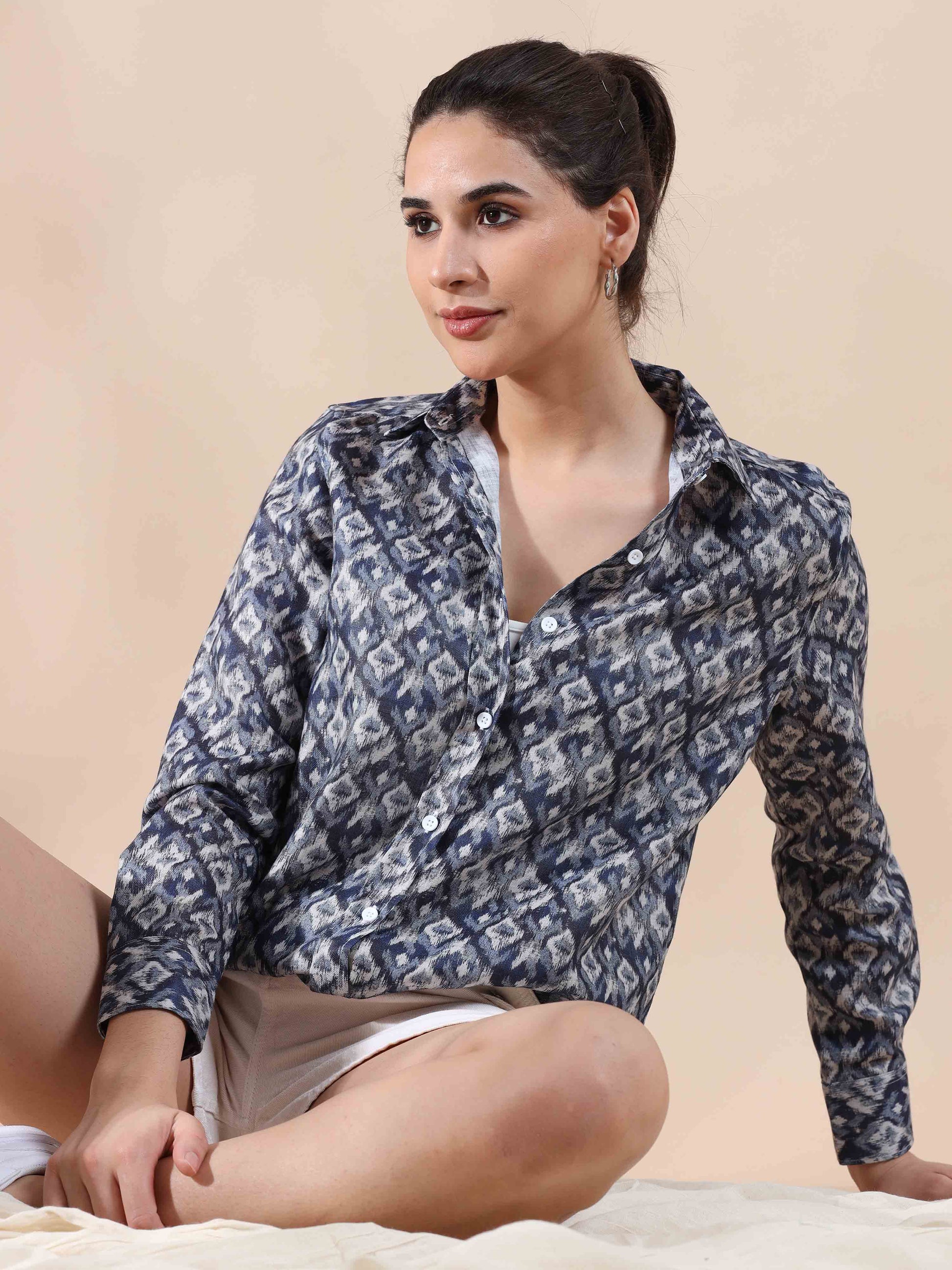 Grey Cotton Shirt for Women