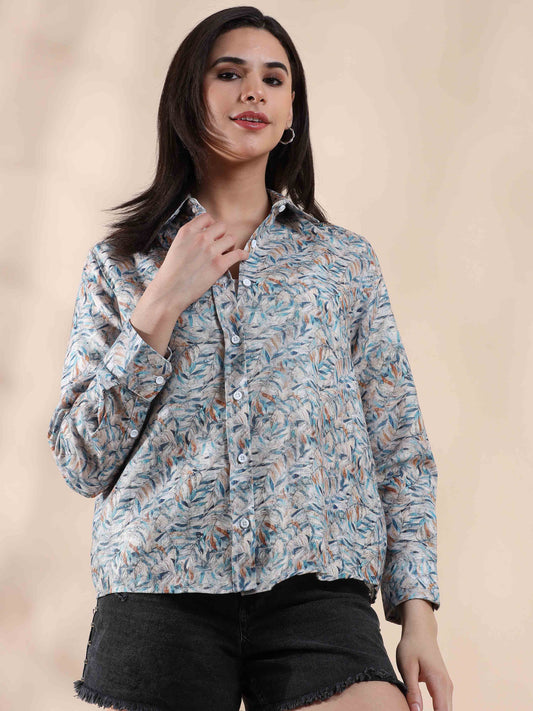 Silver Sand Cotton Stripe Shirt for Women