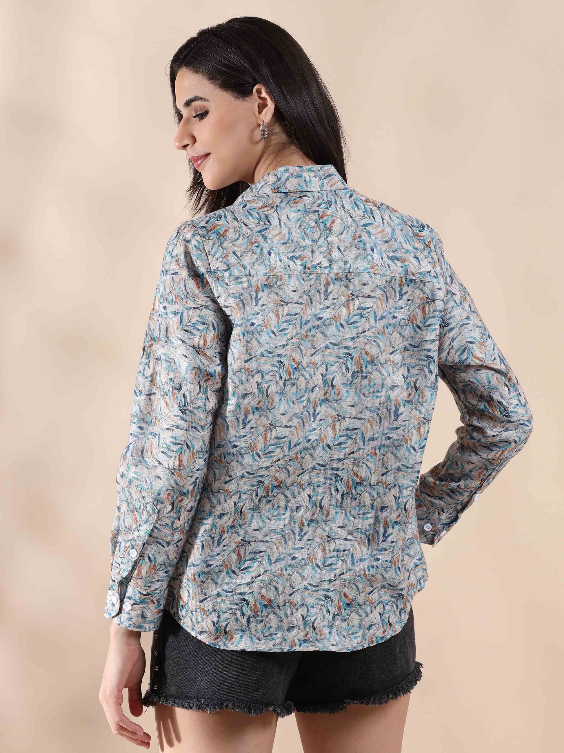 Silver Sand Cotton Stripe Shirt for Women
