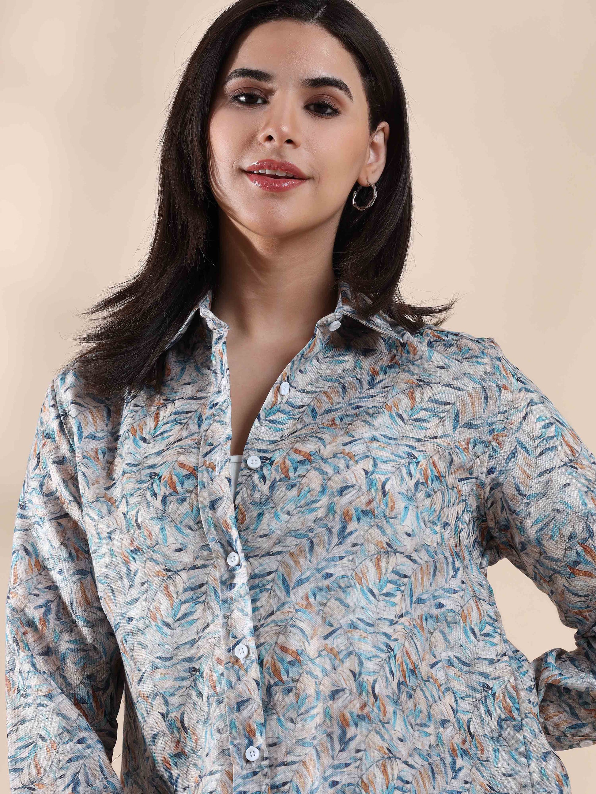Silver Sand Cotton Stripe Shirt for Women