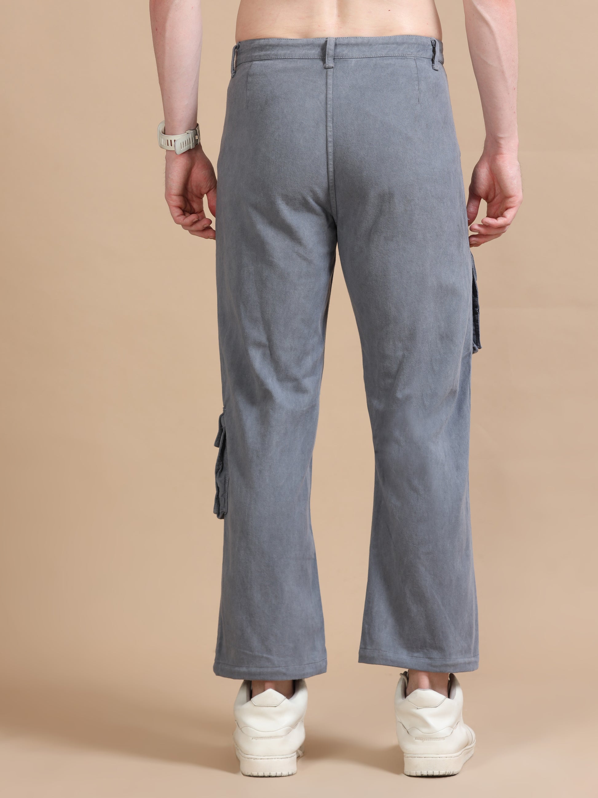 Grey Utility Denim Cargo Trouser Mens