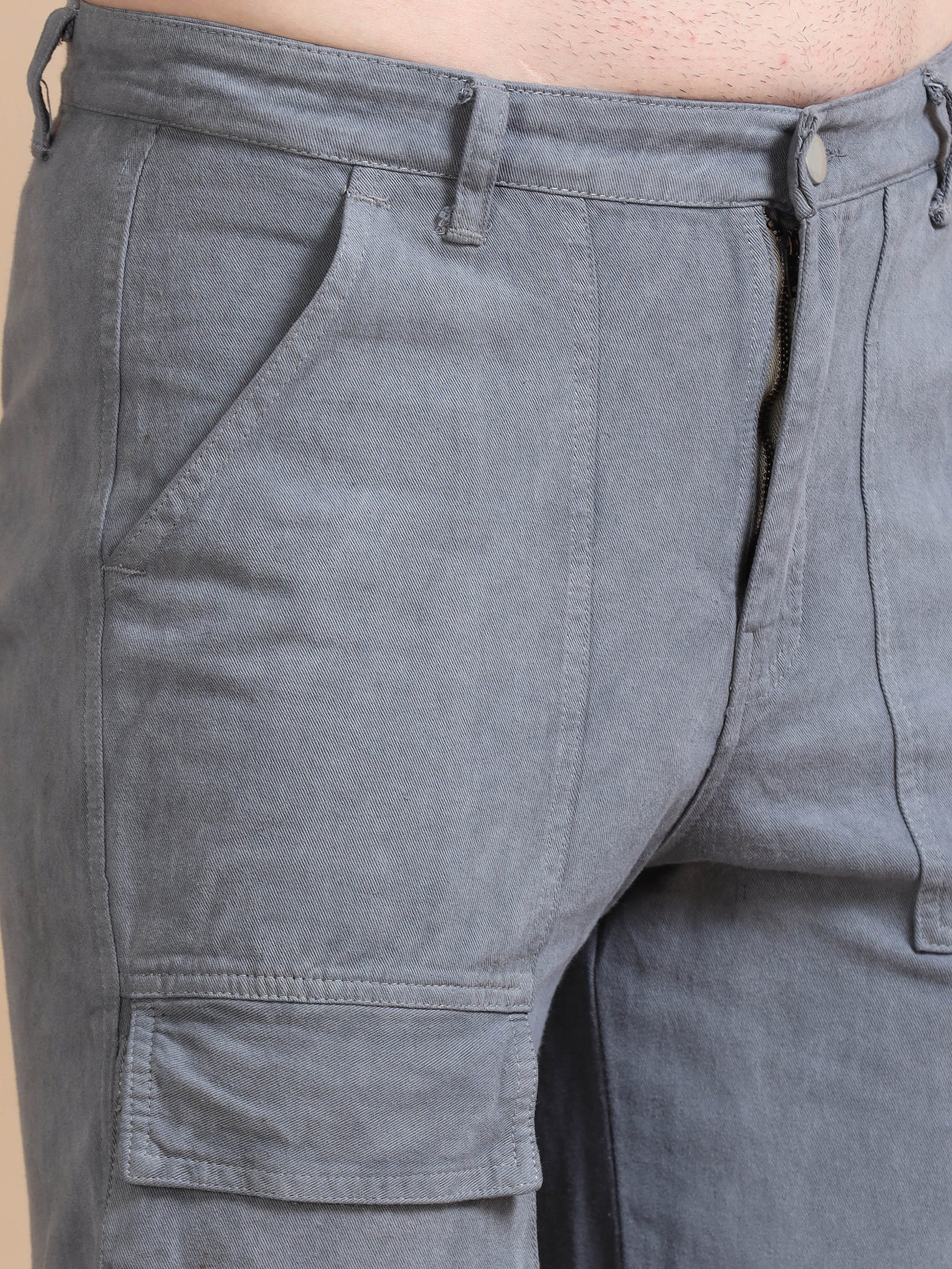 Grey Utility Denim Cargo Trouser Mens