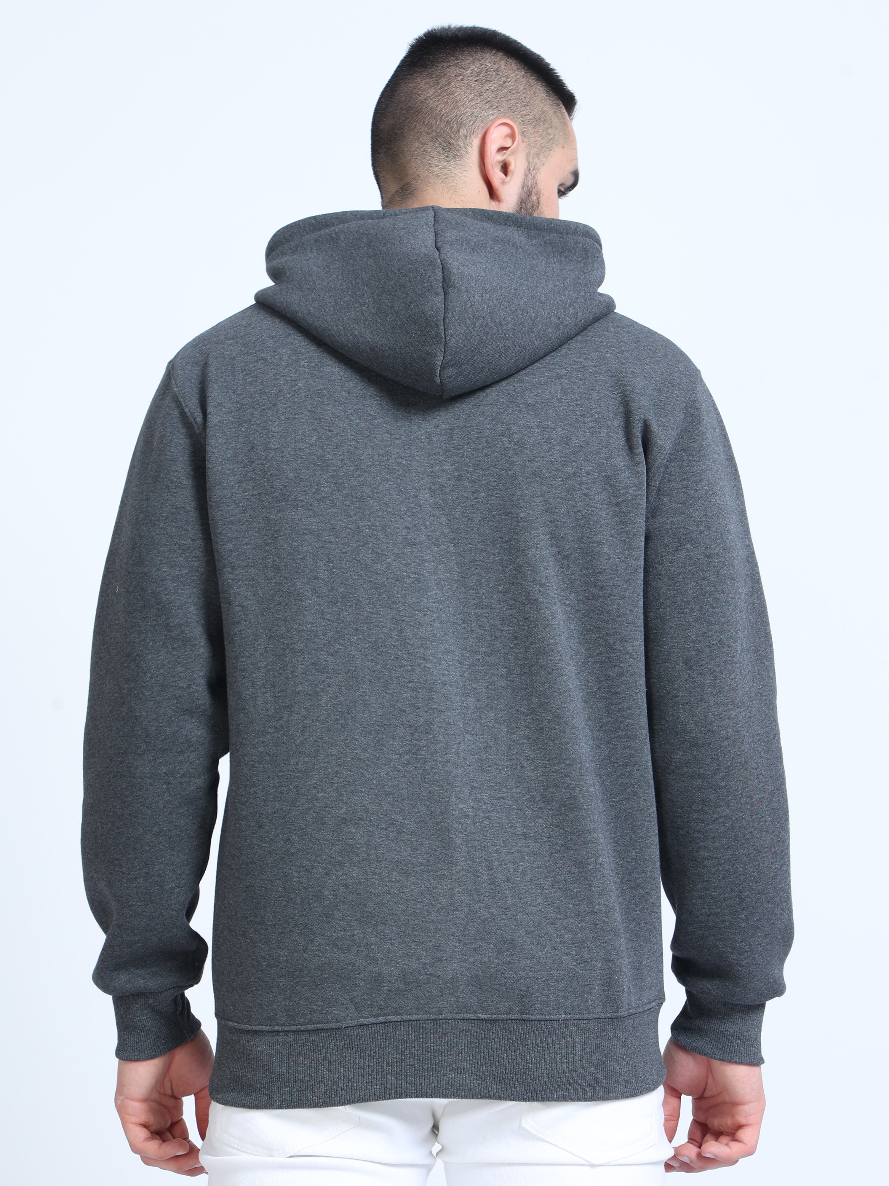 Buy Stylish Charcoal Zipper Mens Grey Hoodie Online