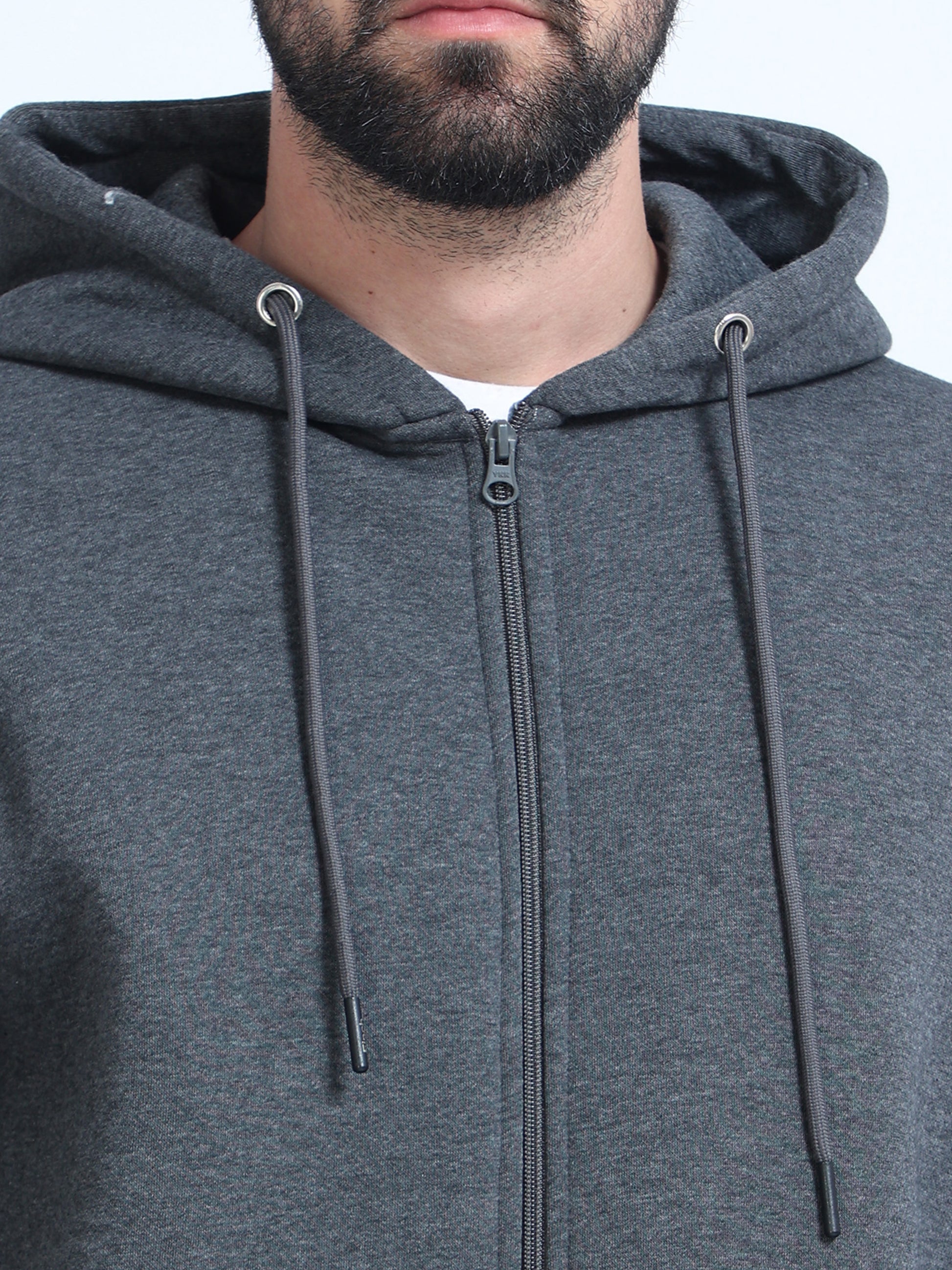Buy Stylish Charcoal Zipper Mens Grey Hoodie Online