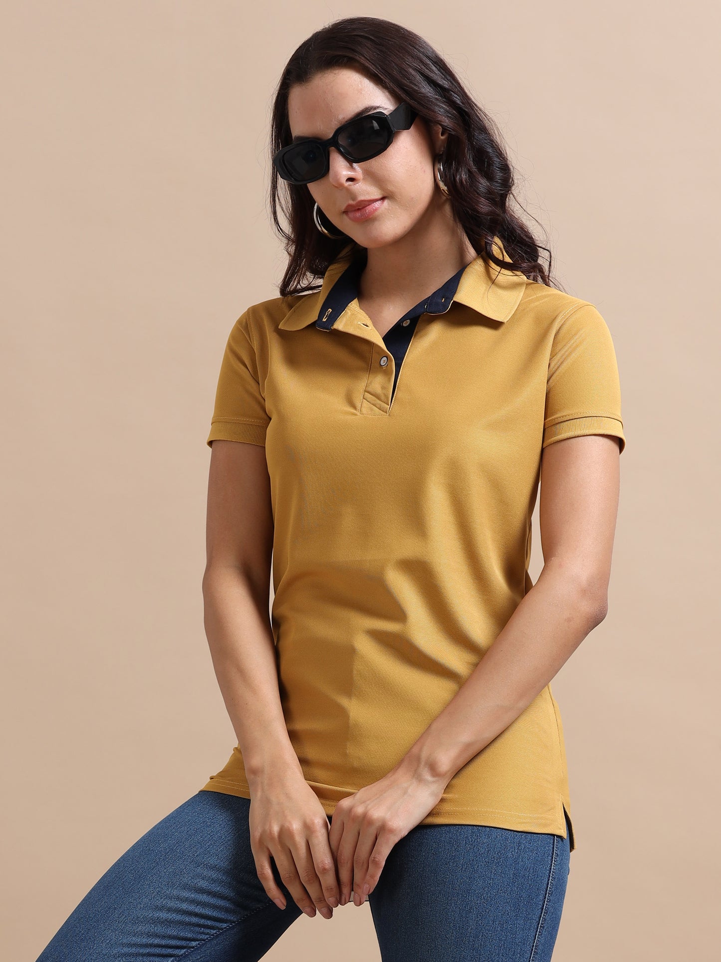 Mustard Yellow Women's Polo T-shirt