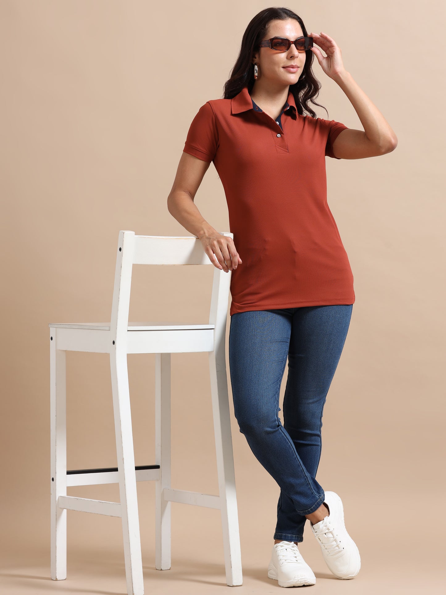 Brick Red Women's Polo T-shirt