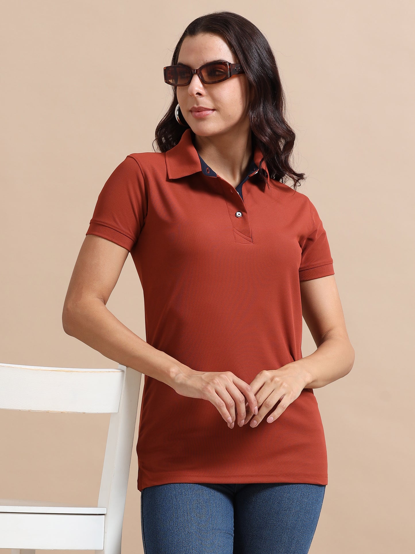 Brick Red Women's Polo T-shirt