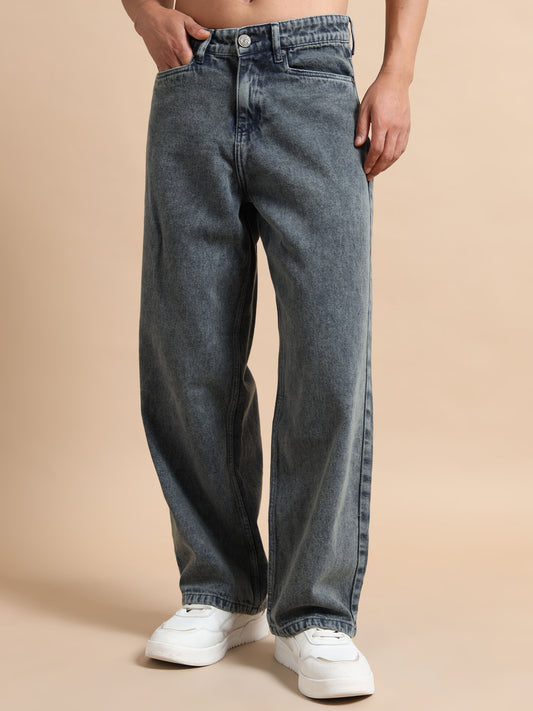 Casual Grey Baggy Jeans for Men