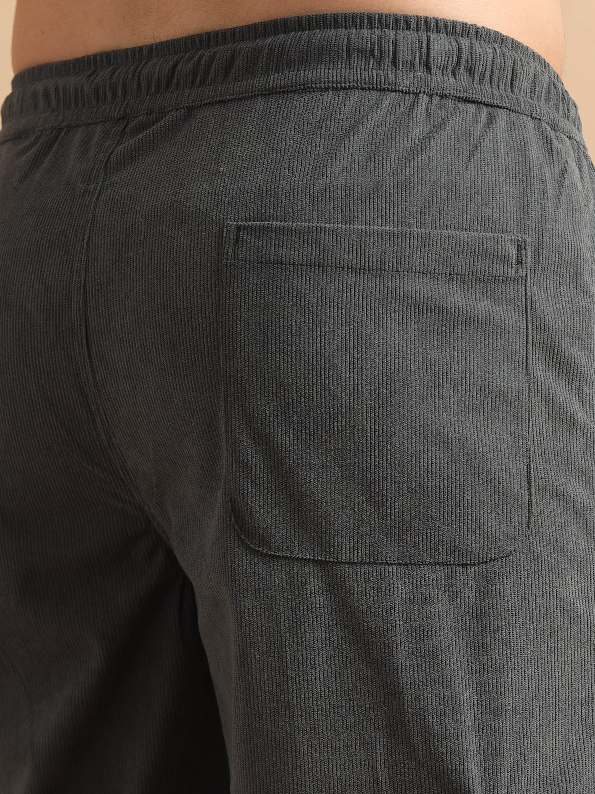 Elastic Waist Grey Cargo Pants Mens 