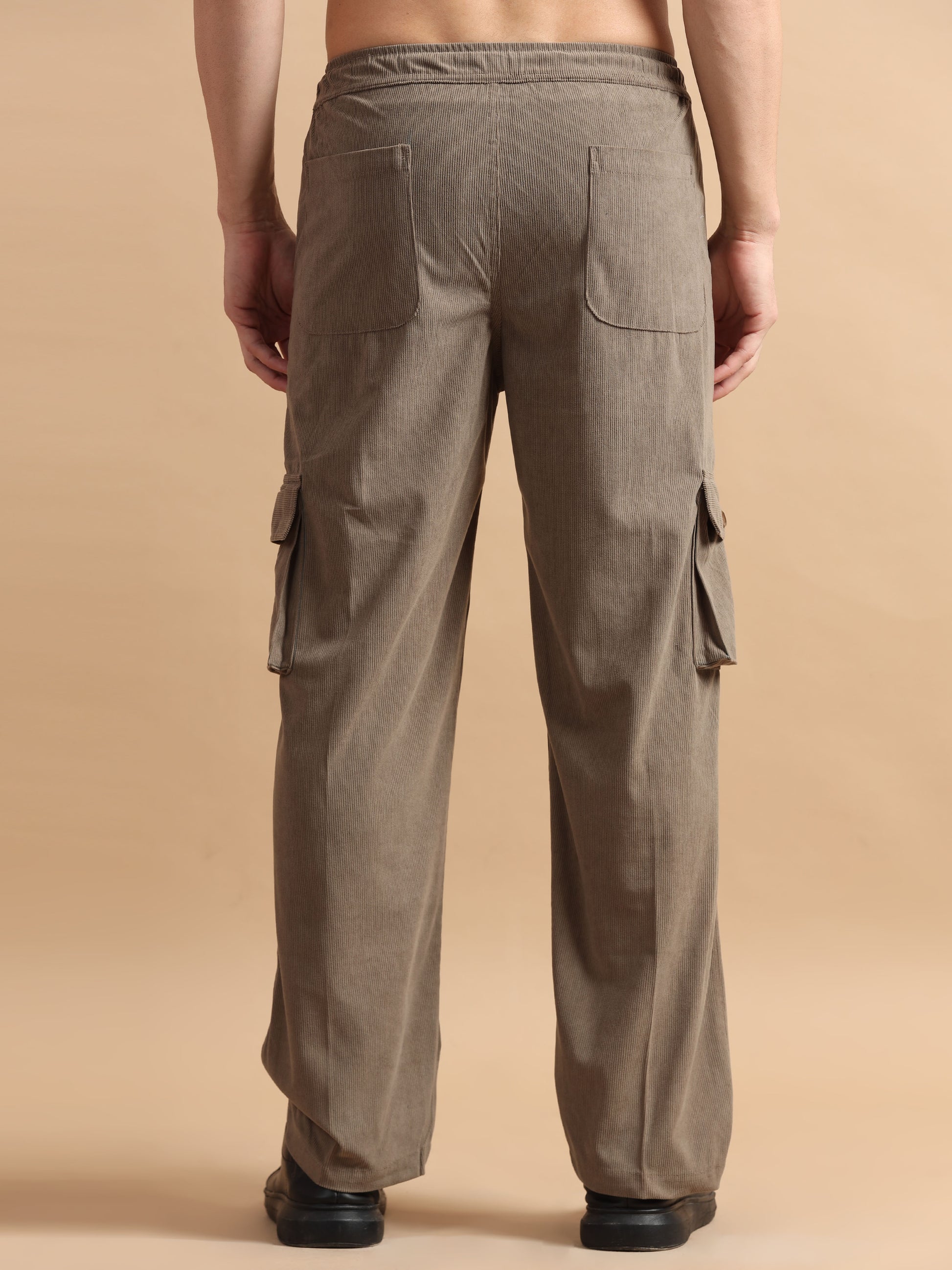 Corduroy Tan 6 Pocket Cargo Pants for Men