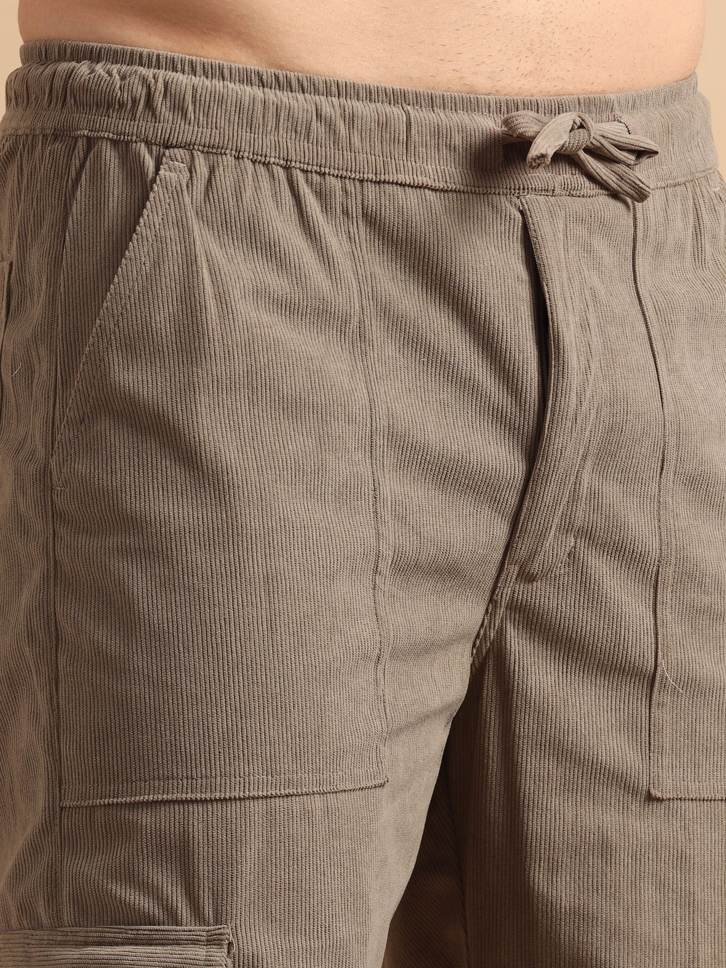 Corduroy Tan 6 Pocket Cargo Pants for Men