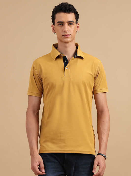 Plus Size Mustard Yellow Men's Polo T-shirt