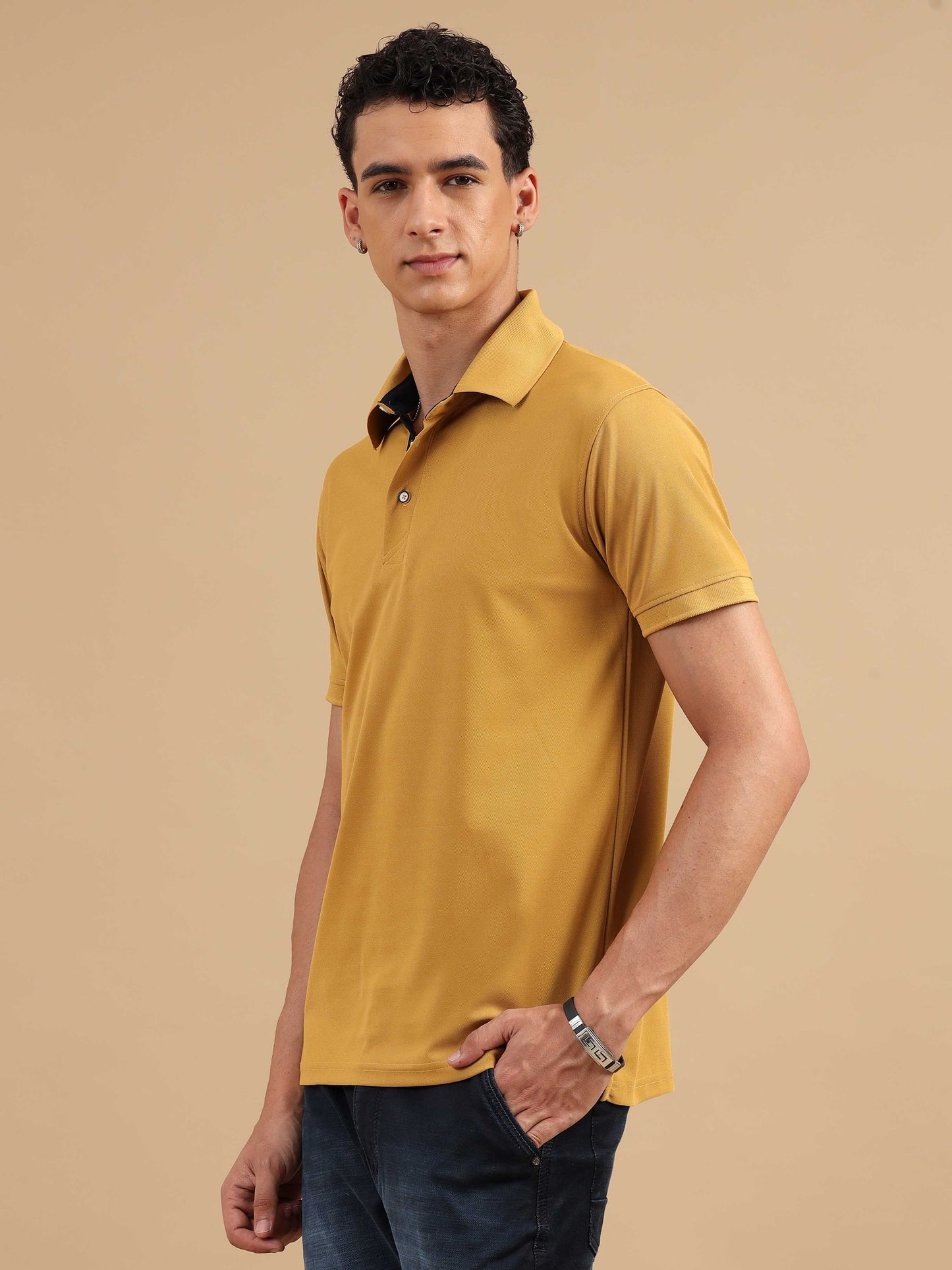 Mustard Yellow Men's Polo T-shirt