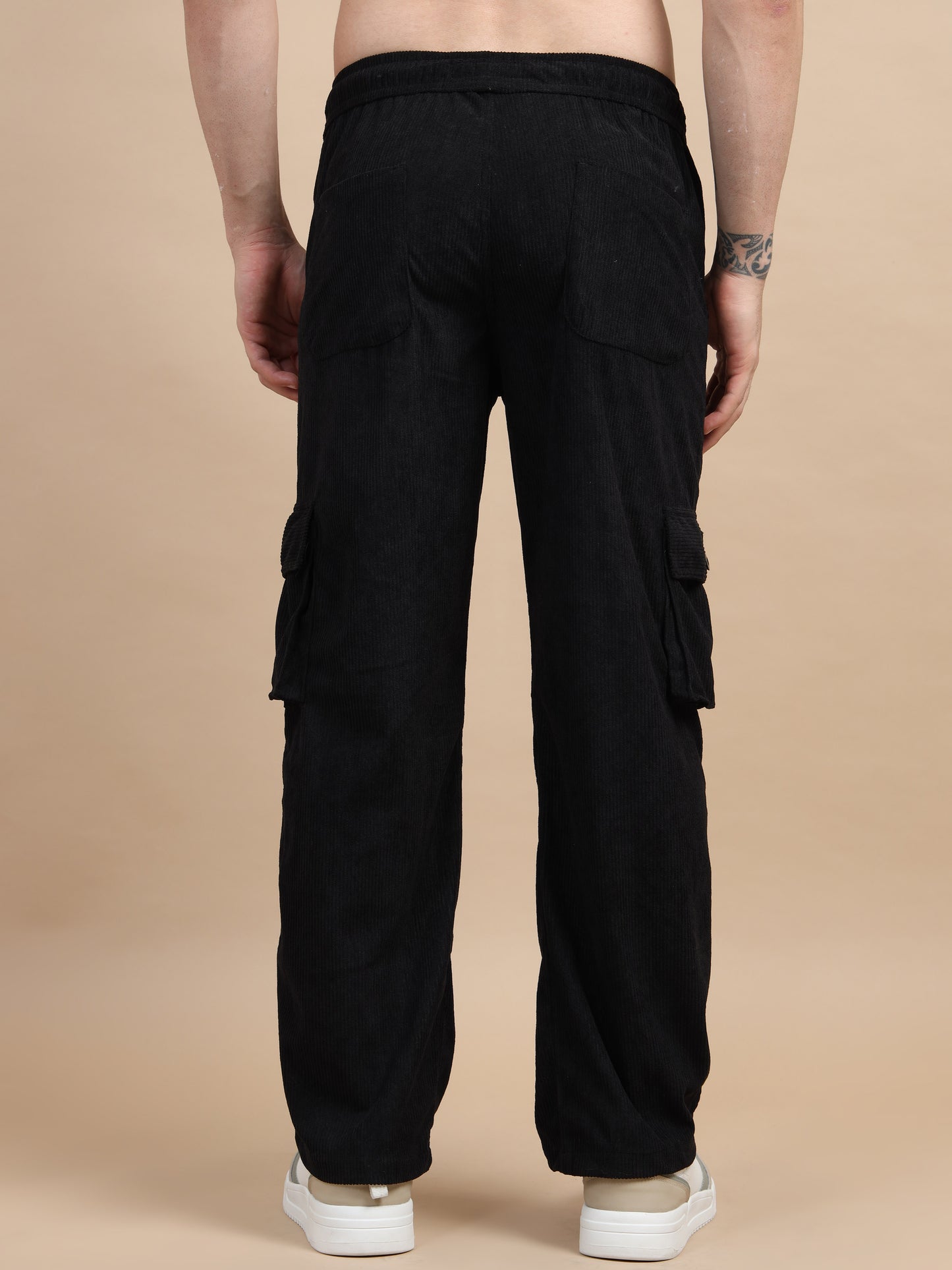 Black Corduroy Cargo Pant