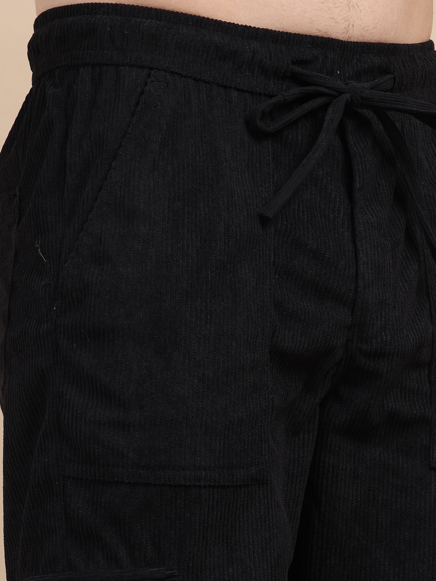 Black Corduroy Cargo Pant