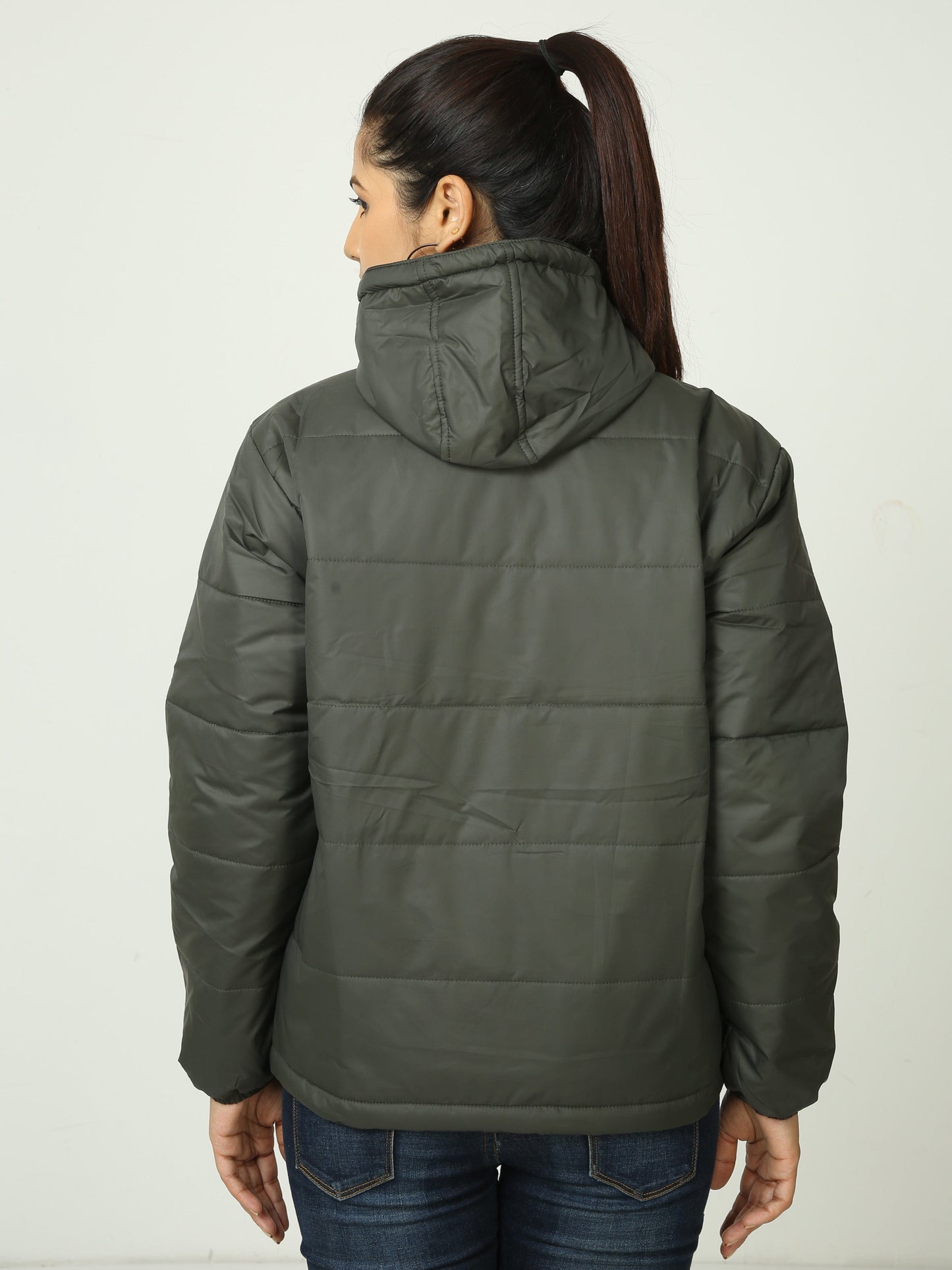 Olive Green Bomber With Hood Jacket