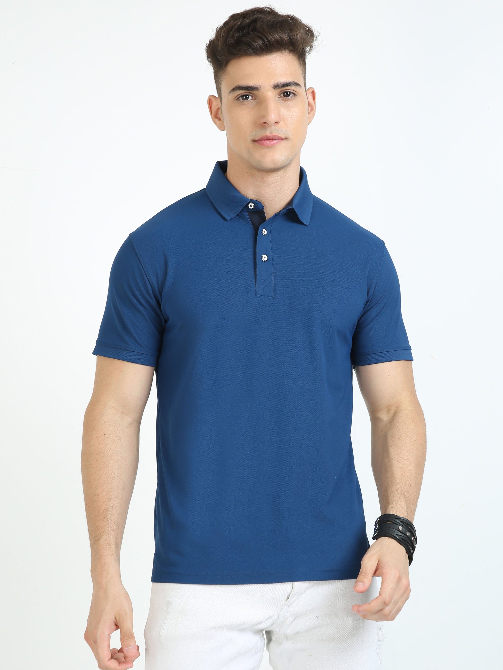 Buy Stylish blue polo t shirt Online in India1
