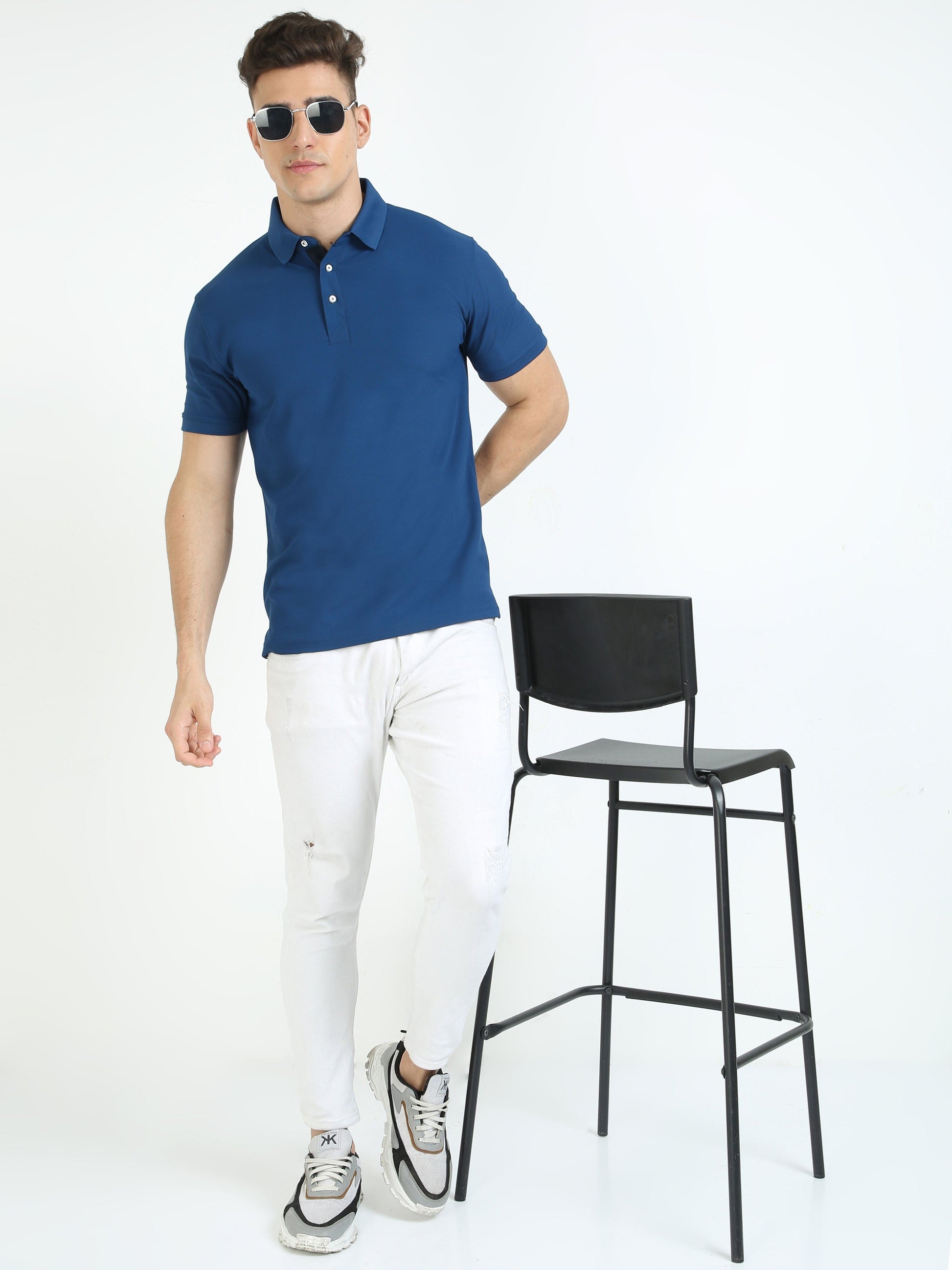 Buy Stylish blue polo t shirt Online in India