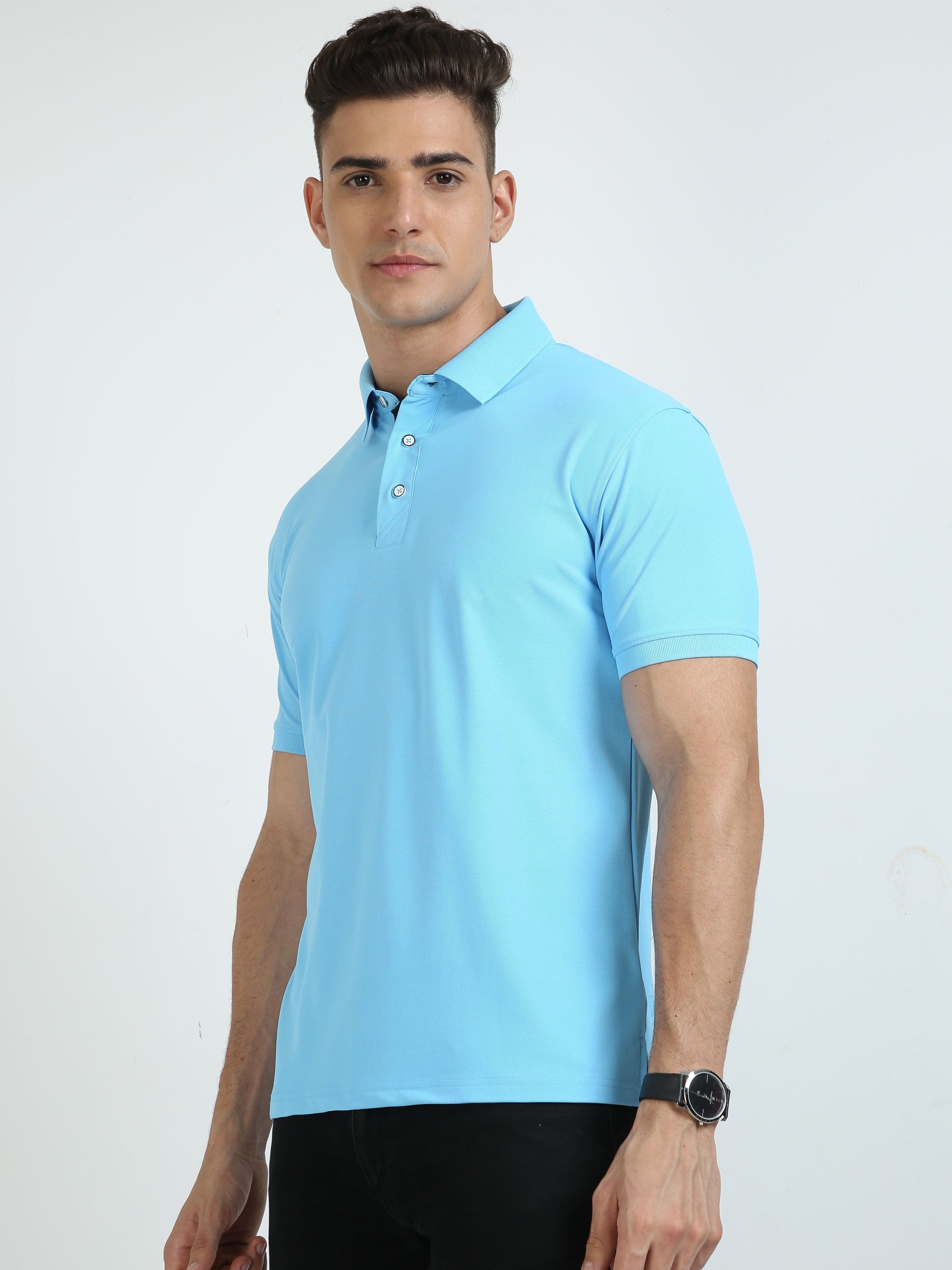 Buy Trendy sky blue polo shirt For Men Online in India