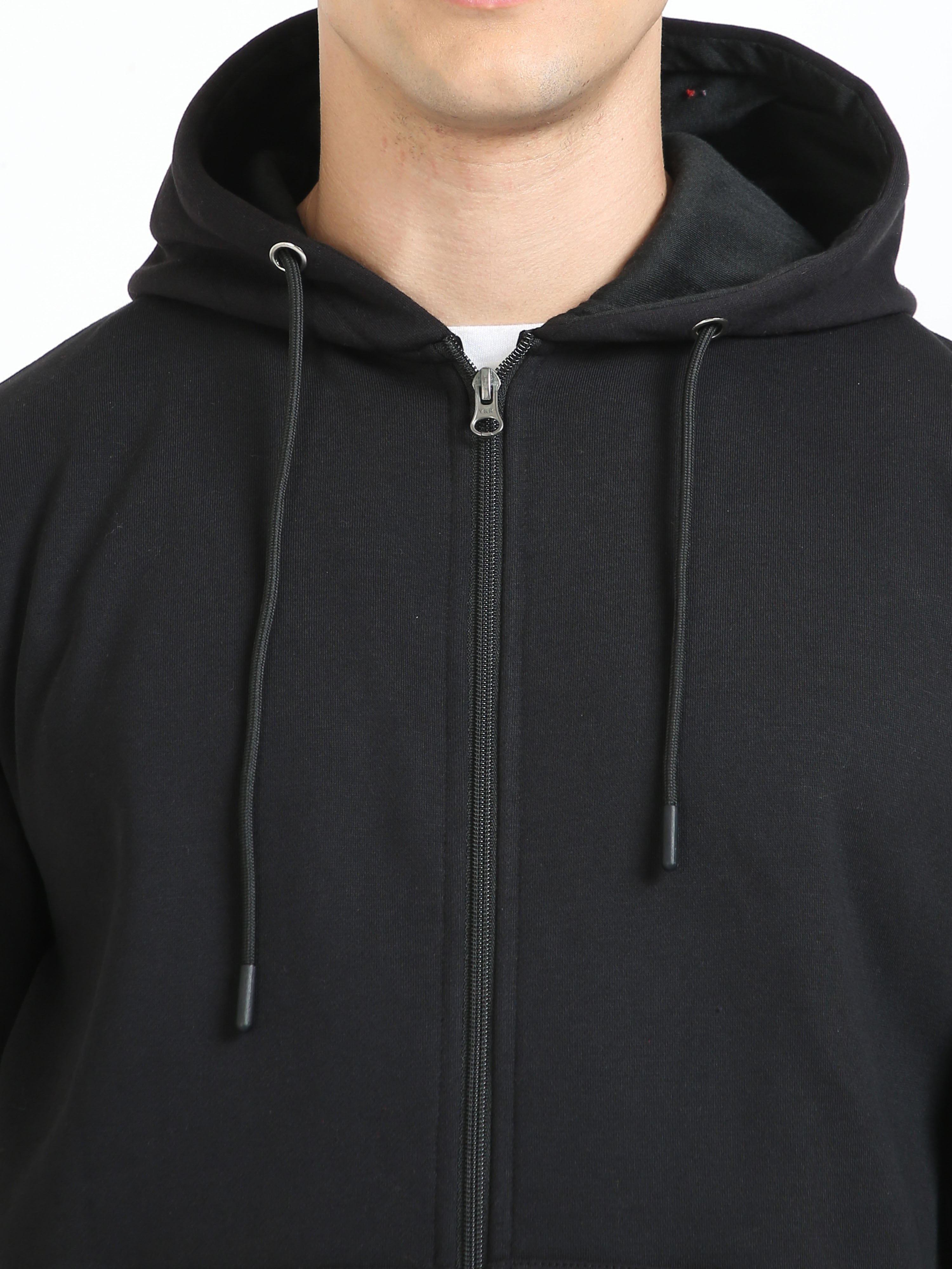 Buy Trendy Black Hoodie with zip For Men at Online Finch