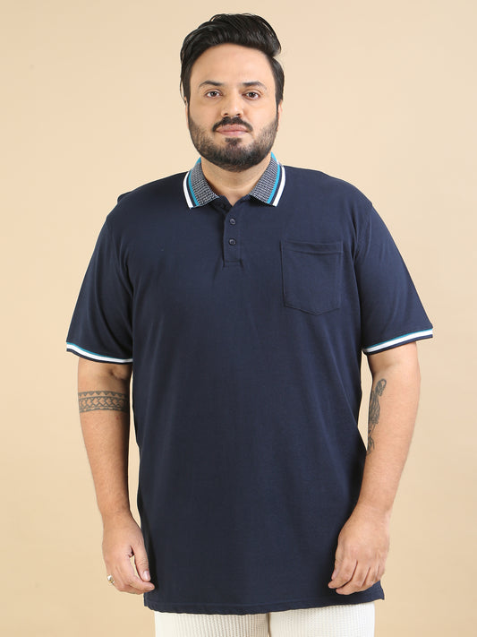 Highly Durable Navy Plus Size Polo Shirts Mens