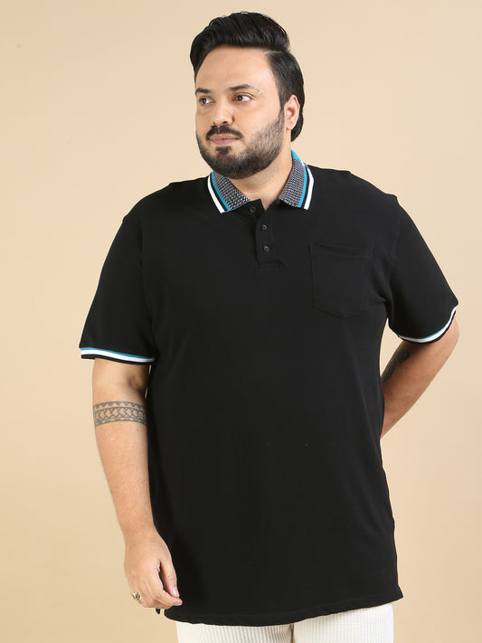 Mens Plus Size Black Polo Shirt