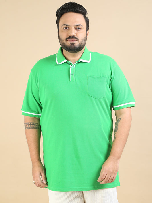 Durable Green Plus Size Polo t Shirts for Men