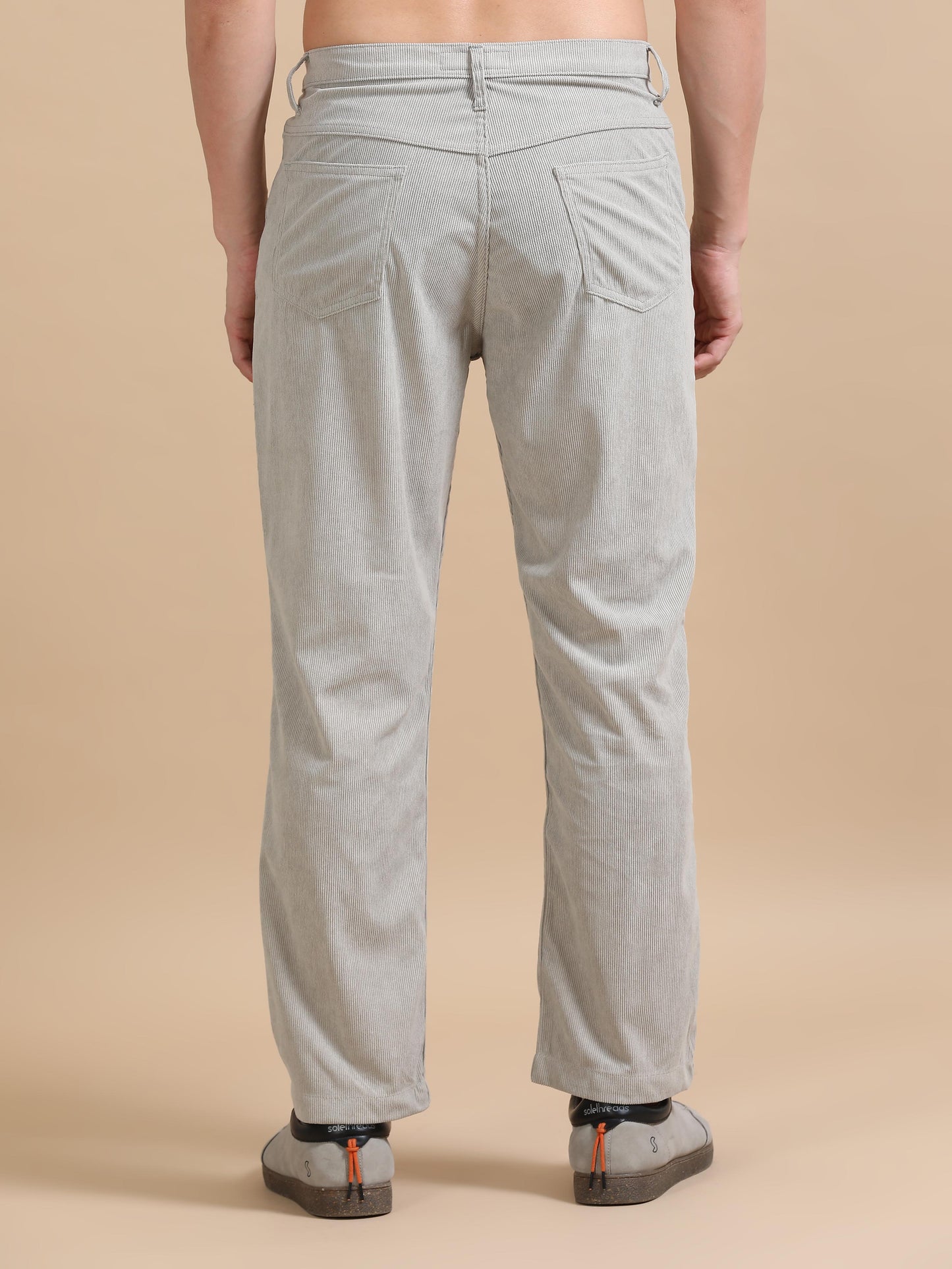 Plus Size Light Grey Corduroy Trousers