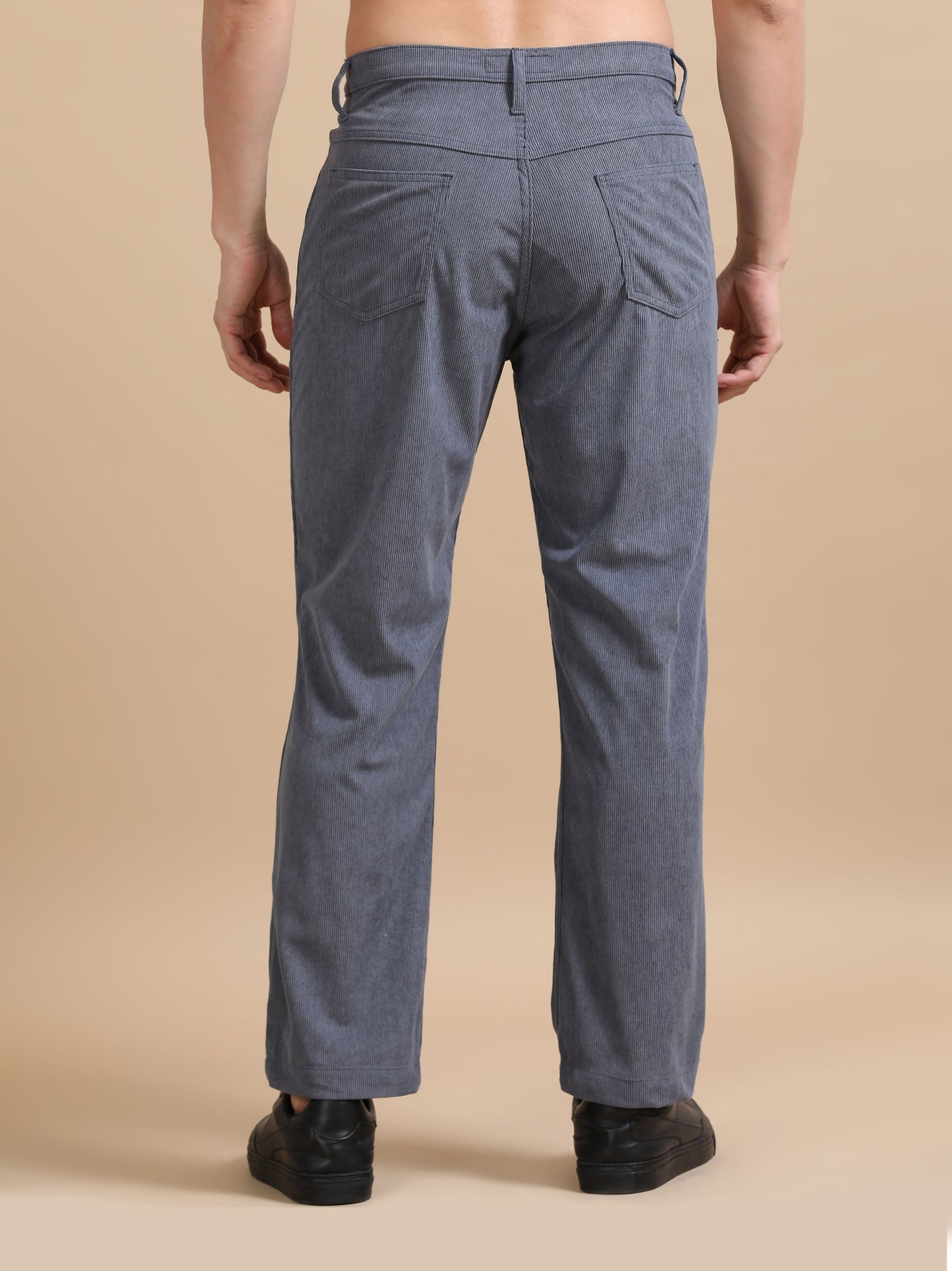 Plus Size Dark Grey Corduroy Trousers