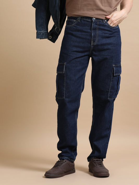 Navy Blue Utility Denim Cargo