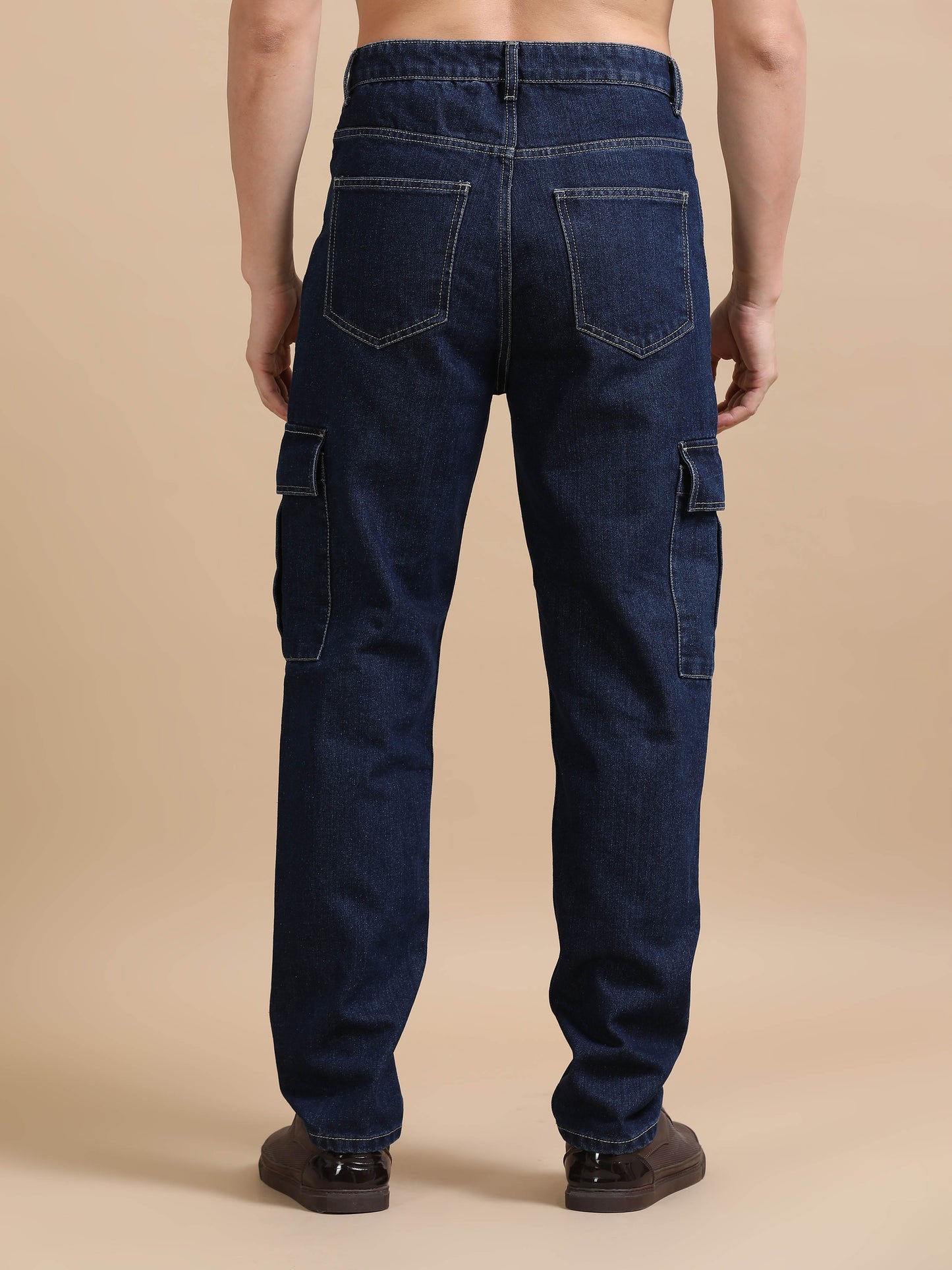 Plus Size Navy Blue Utility Denim Cargo