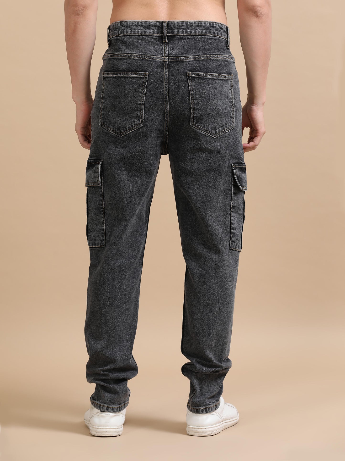 Plus Size Carbon Black Utility Denim Cargo