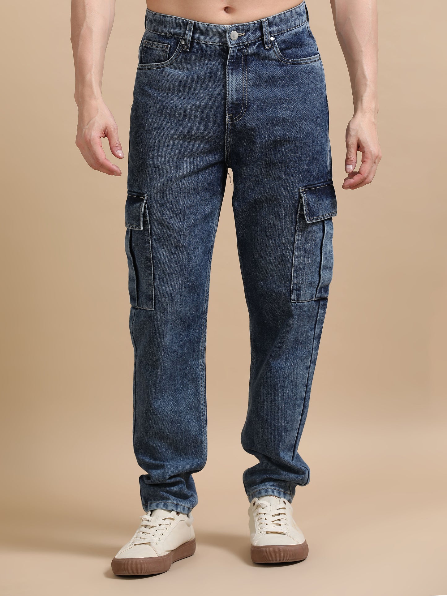 Plus Size Carbon Blue Utility Denim Cargo