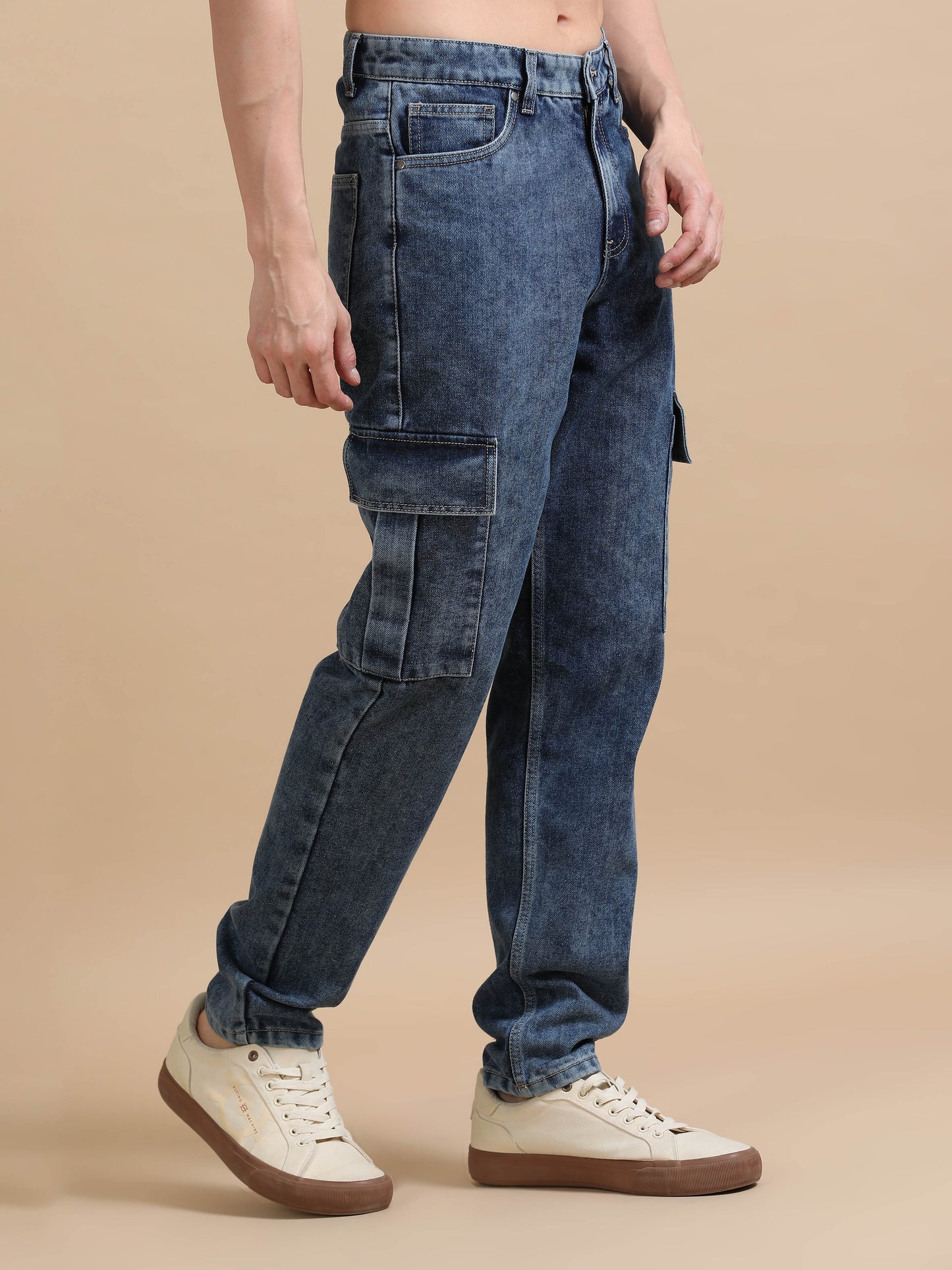 Plus Size Carbon Blue Utility Denim Cargo