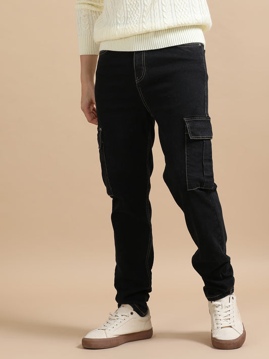 Black Utility Denim Cargo