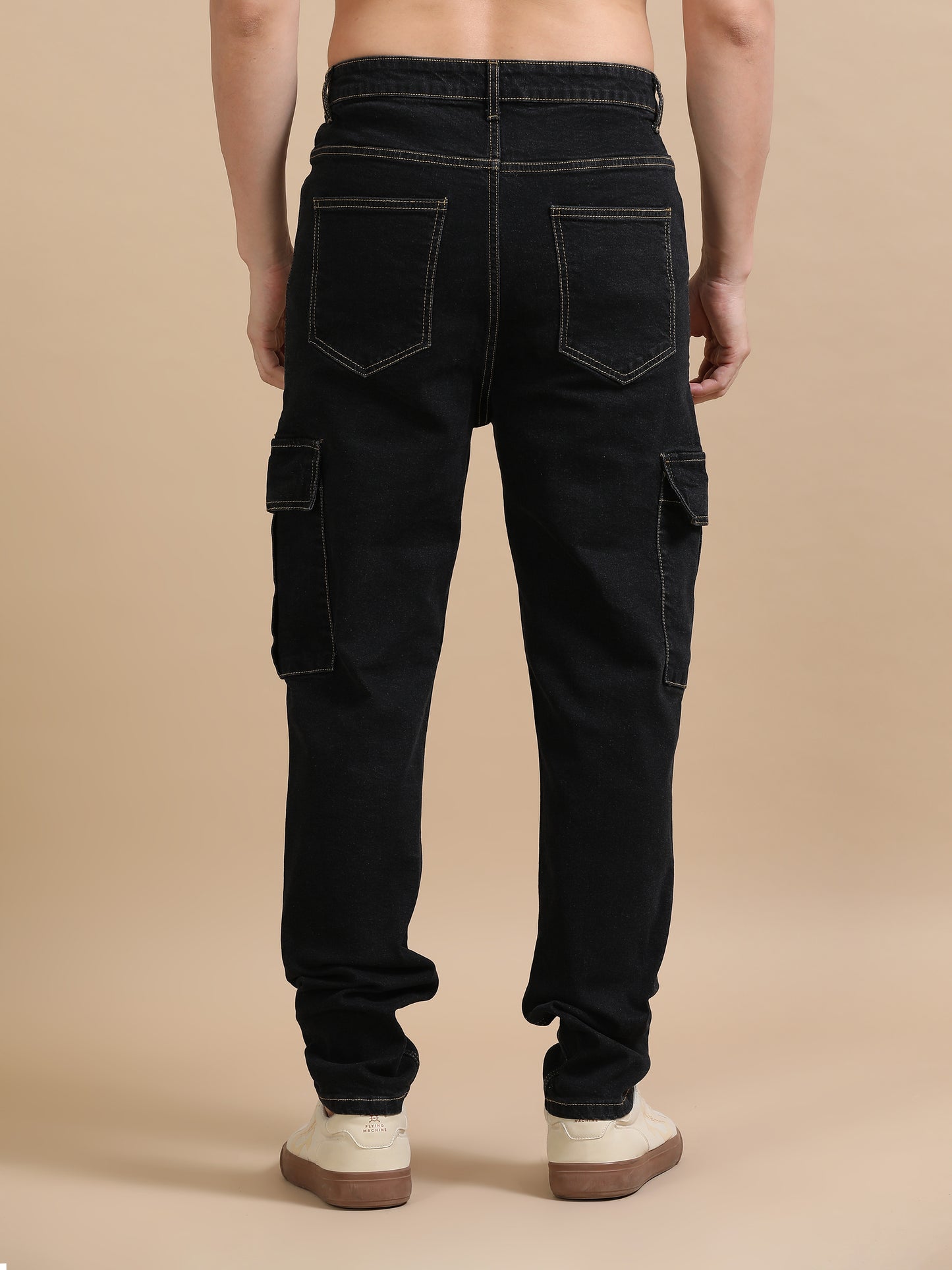 Plus Size Black Utility Denim Cargo