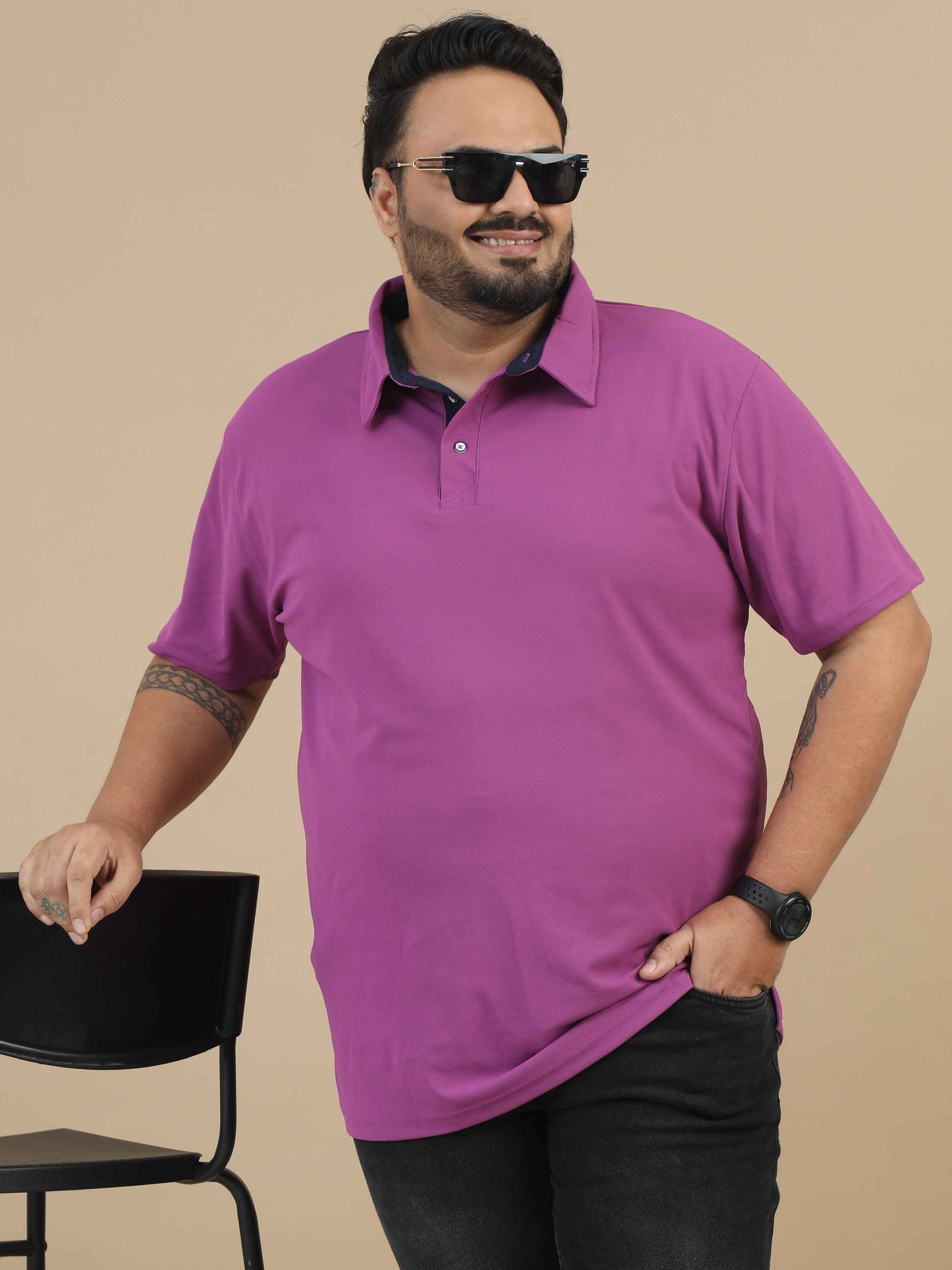 Plus Size Light Plum Men's Polo T-shirt