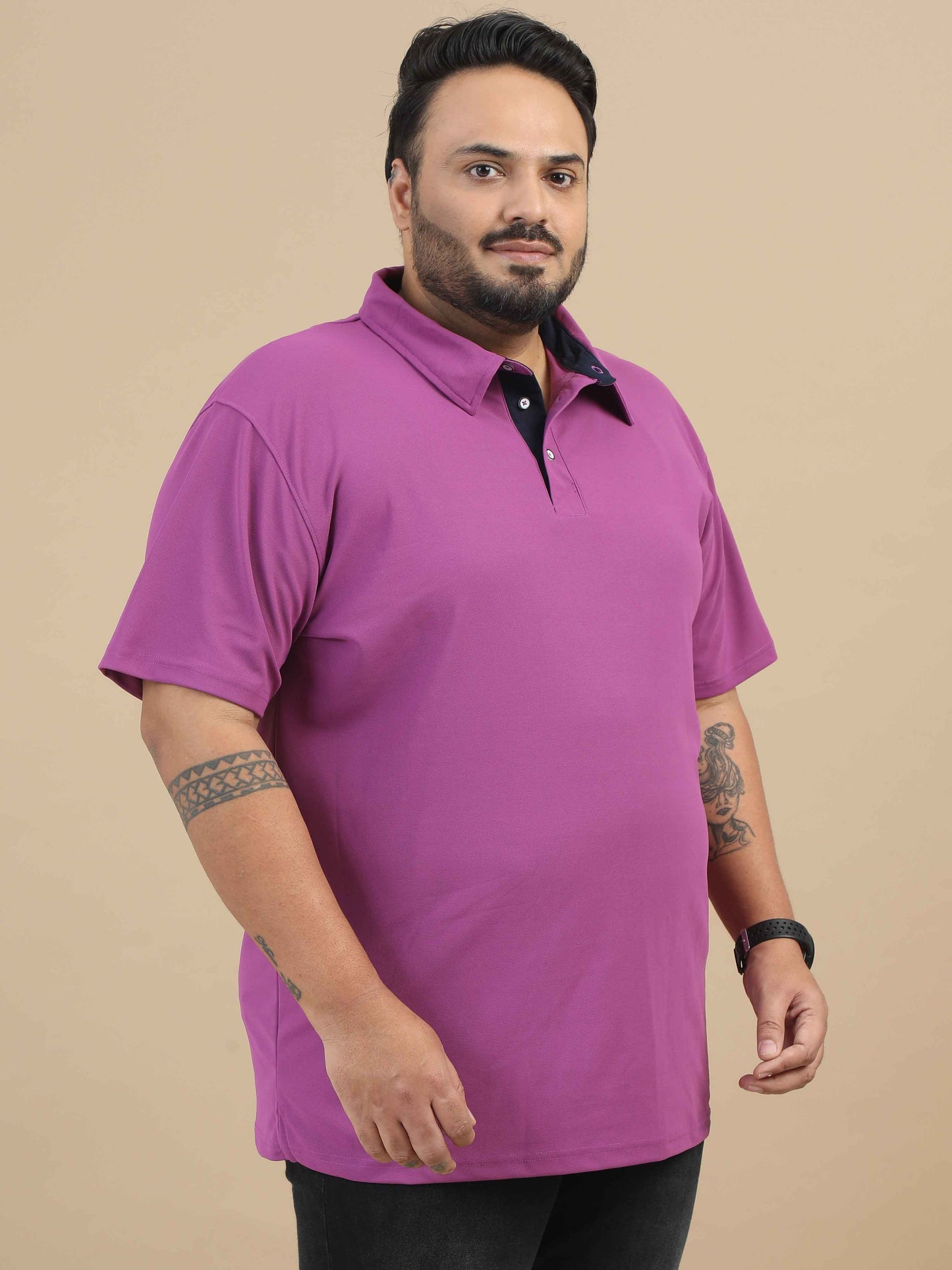 Plus Size Light Plum Men's Polo T-shirt