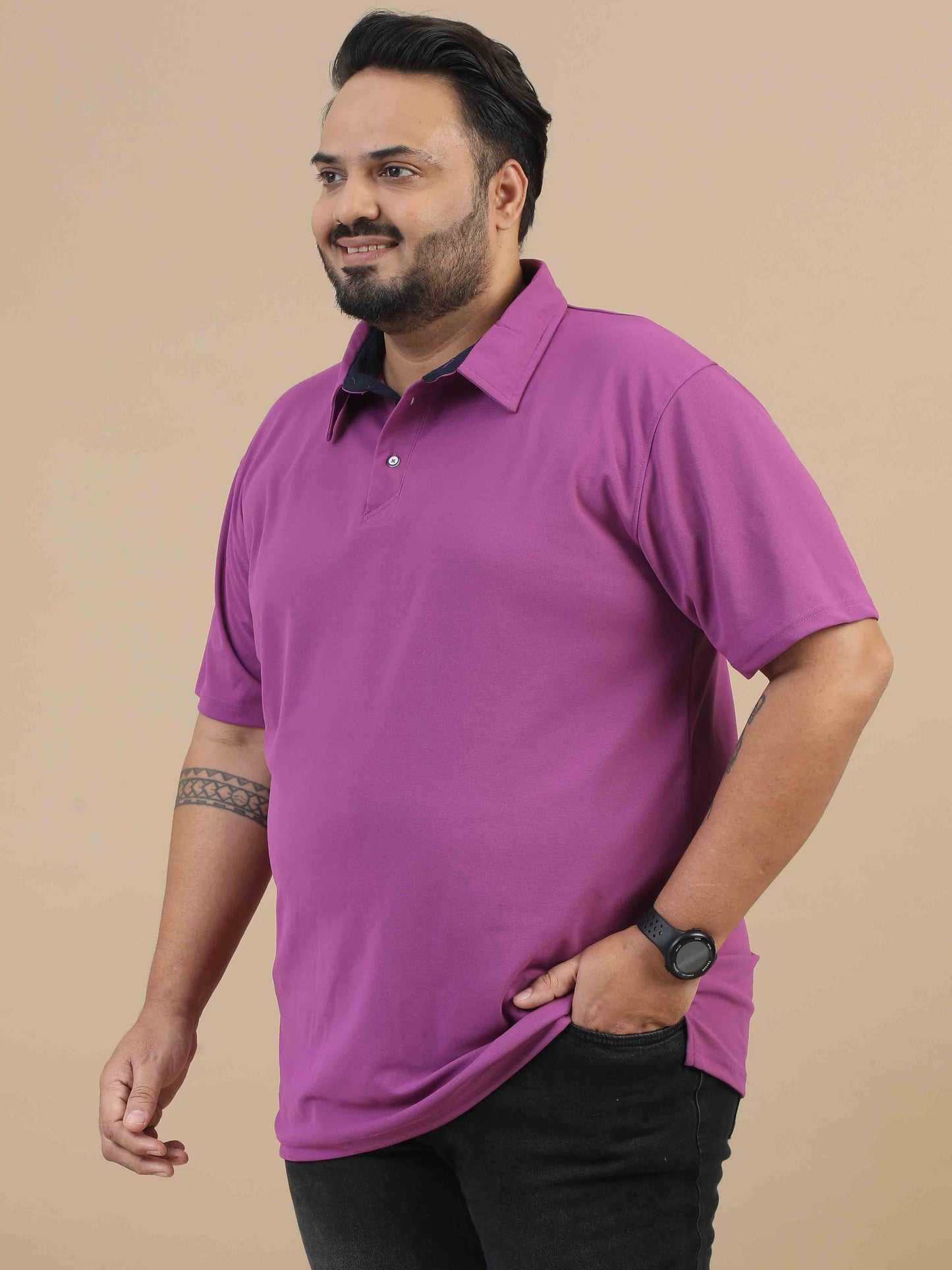 Plus Size Light Plum Men's Polo T-shirt