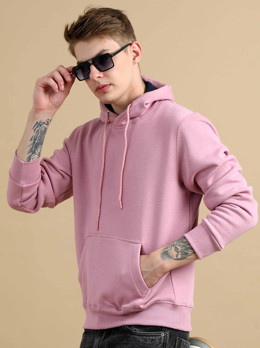  Cozy Peak Onion Pink Hoodie For Men