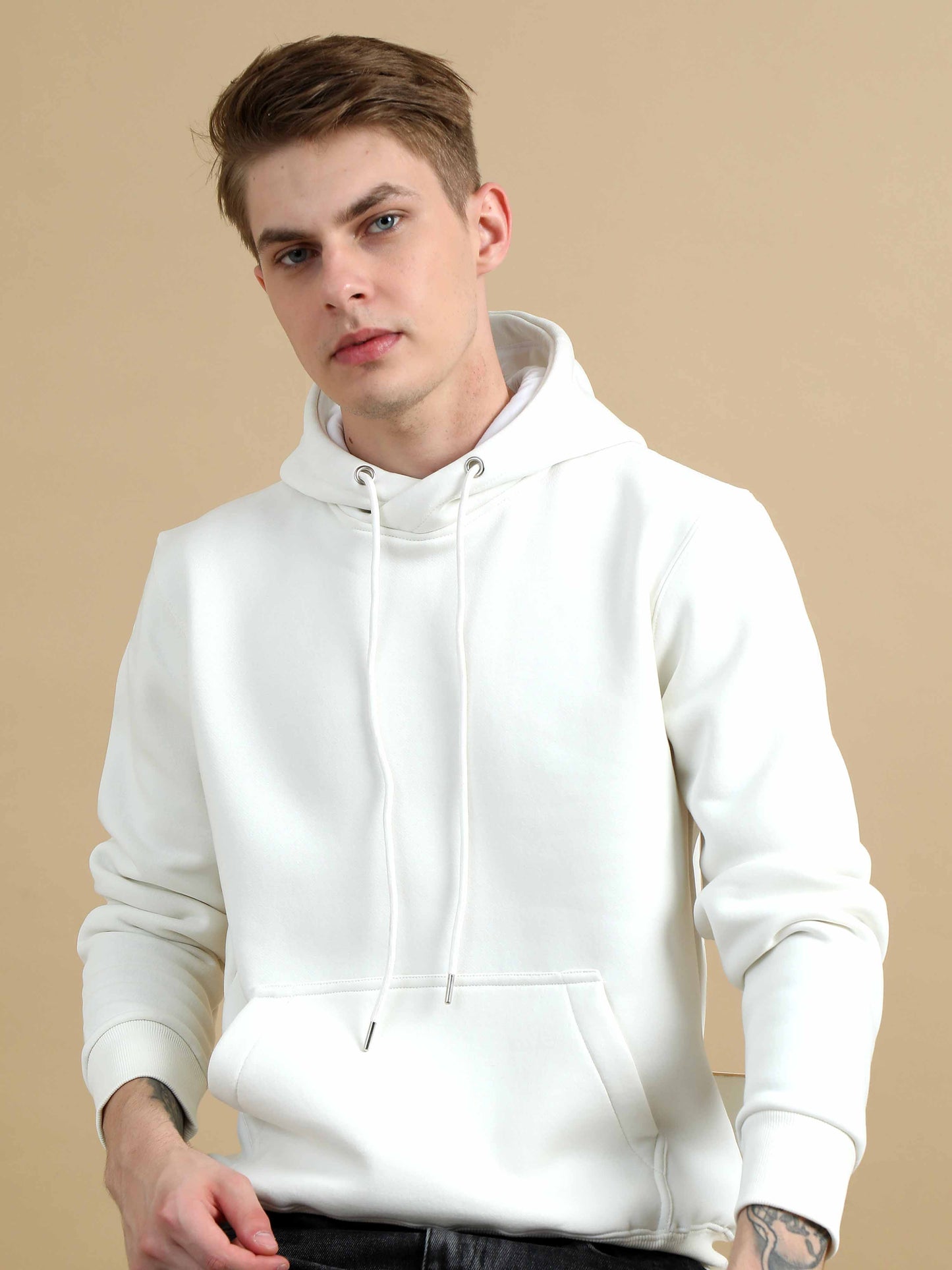 Shop Cozy Peak White Hoodie For Men Online At Great Price