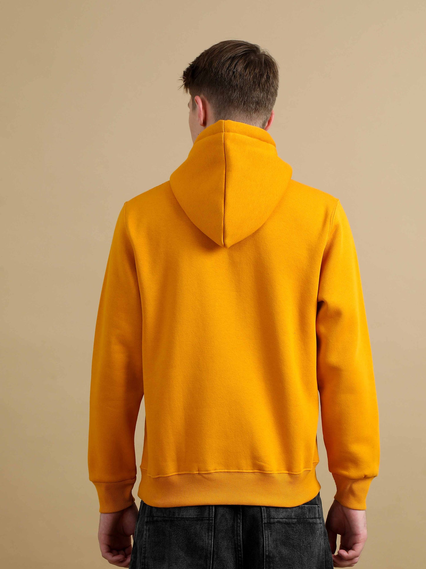 Cozy Peak Mustard Colour Hoodie For Men 