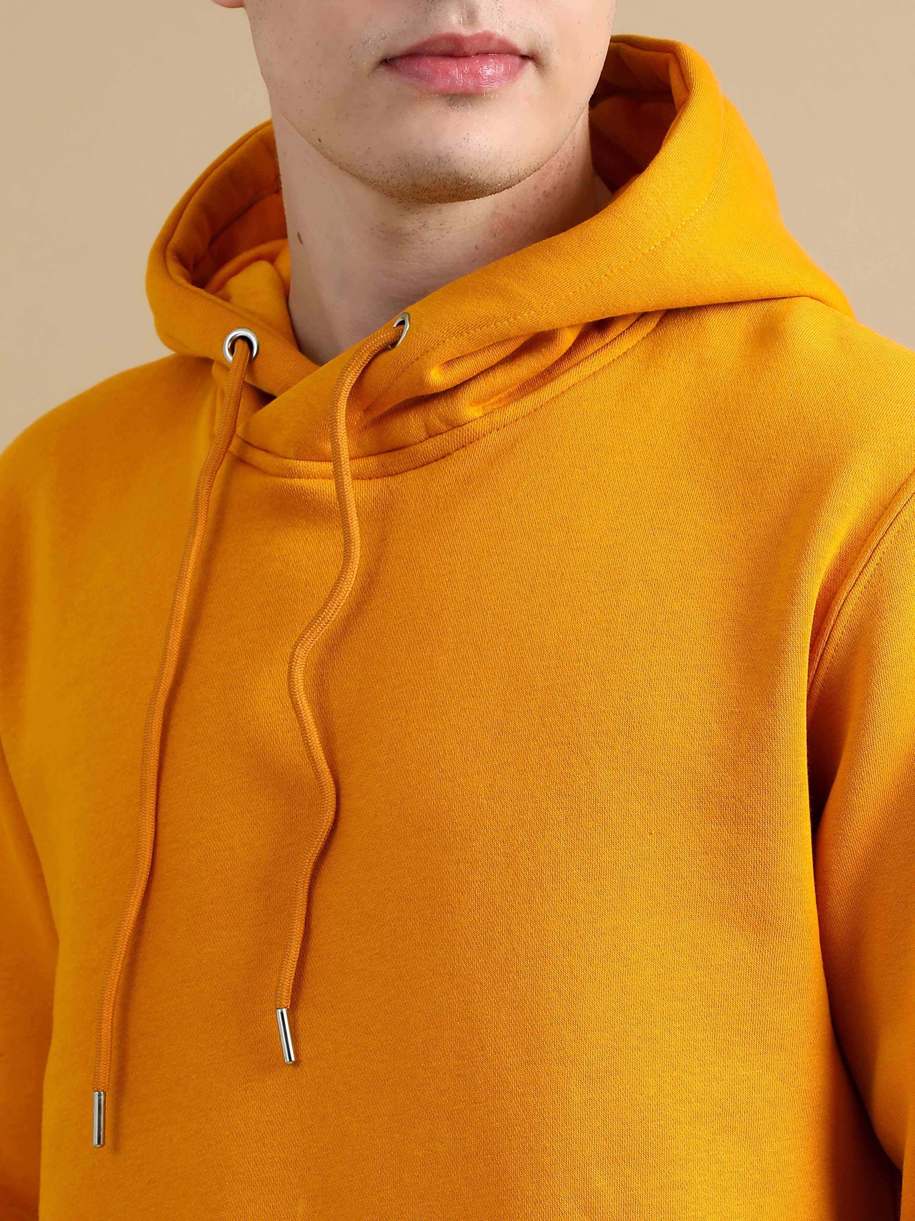 Buy Cozy Peak Mustard Colour Hoodie For Men Online