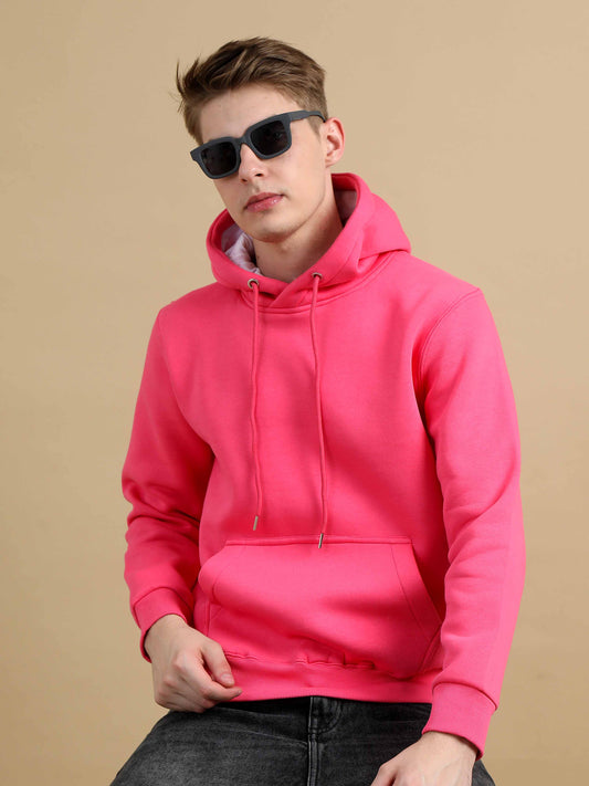 Cozy Peak Pink Colour Hoodie For Men