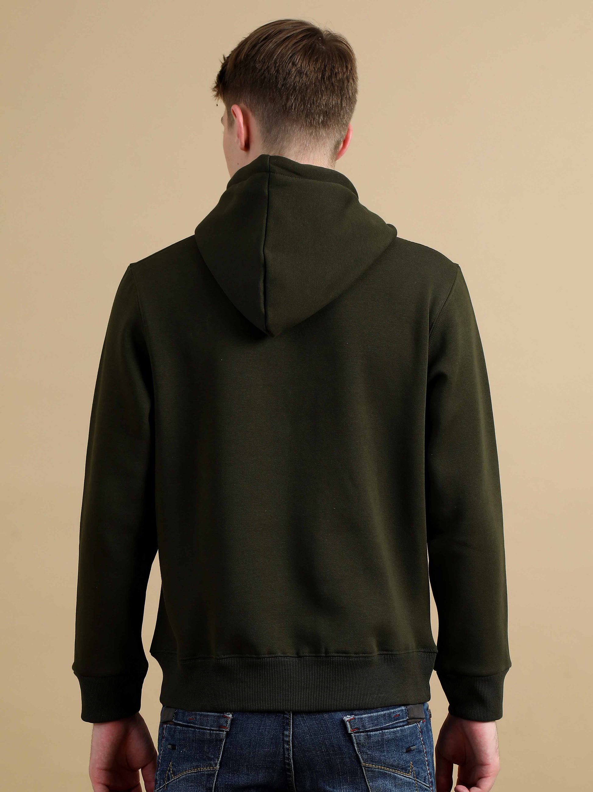 Cotton Cozy Peak Olive Hoodie For Men